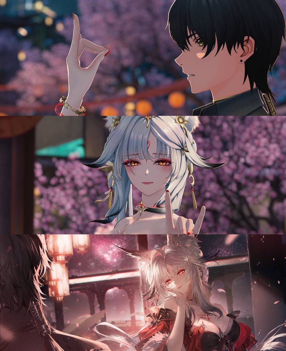 KagaOnda's tweet photo. The community pointed this out to me:
When Rover is feeling down and sad, Hsin makes a little fox head with her hand and “chu”s his forehead. It’s literally her way of wanting to kiss Rover and ease her Arbiter’s sorrow.

I KNEEL, KURO GAMES. HSIN GATHERED 😭 https://t.co/OigdaCf1aV