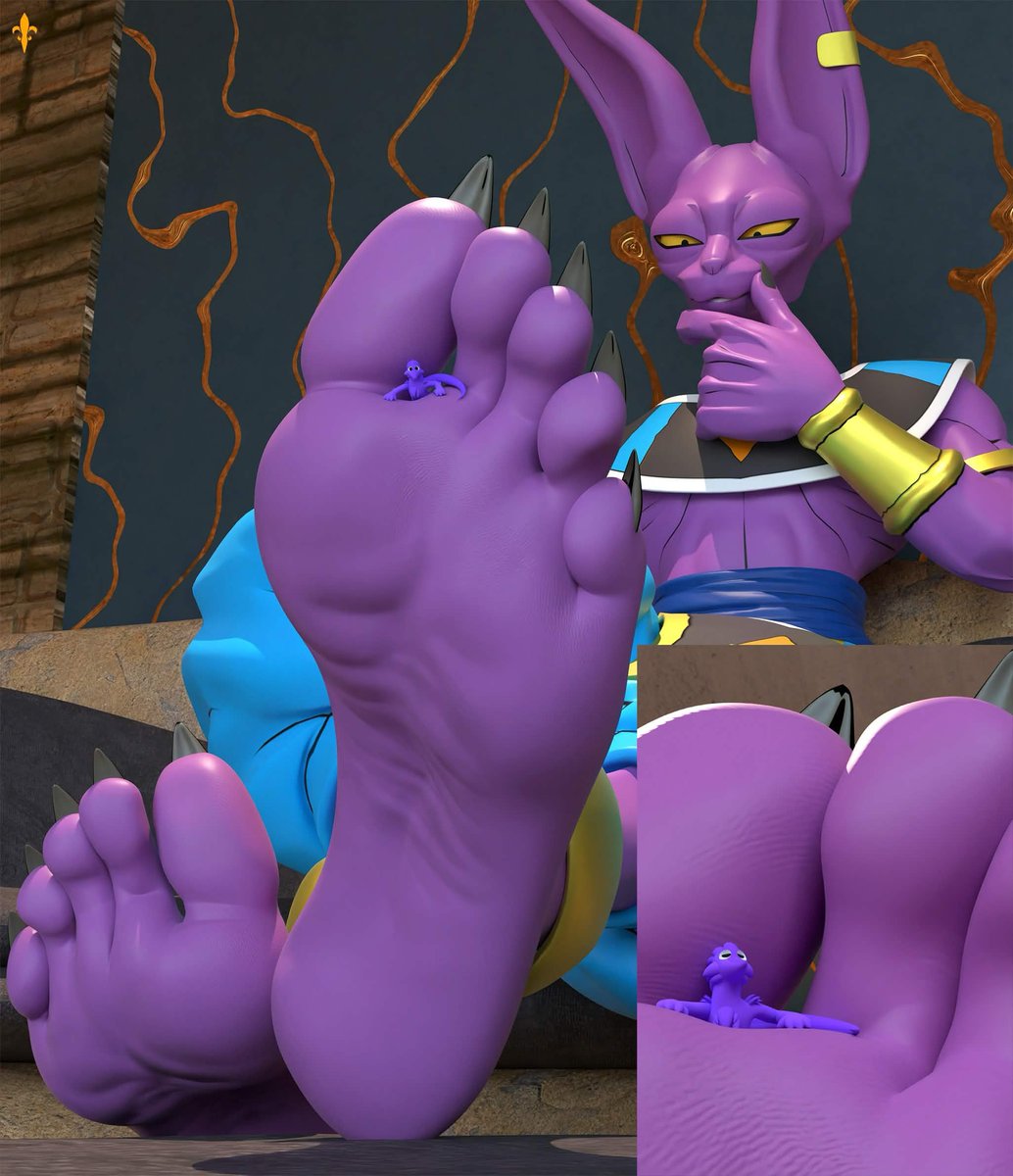 Dylworm's tweet photo. Seems like Beerus is more interested with Earth's luxuries alongside their delicaies. Worm-on-a-strings that are alive and react and fit between toes.

Maybe if he ordered Dylan, he'd be willing to kiss his toes.

YCH render done by @Niviru_Tenrra!
#sizetwitter #furryart https://t.co/LcHiKAra9Q