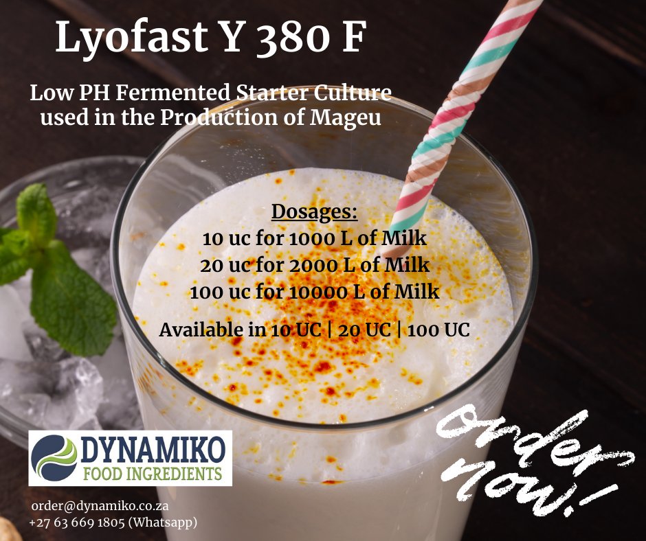 DynamikoFoodIng's tweet photo. πΏπ₯ Say hello to LYOFAST Y 380 F - the low pH fermented starter culture that's perfect for making delicious mageu! πΏπ₯ #LYOFASTY380F
#Mageu #FermentedGoodness #StarterCulture
Send queries to order@dynamiko.co.za or Whatsapp 063 669 1805 https://t.co/0XkkxmjfBC