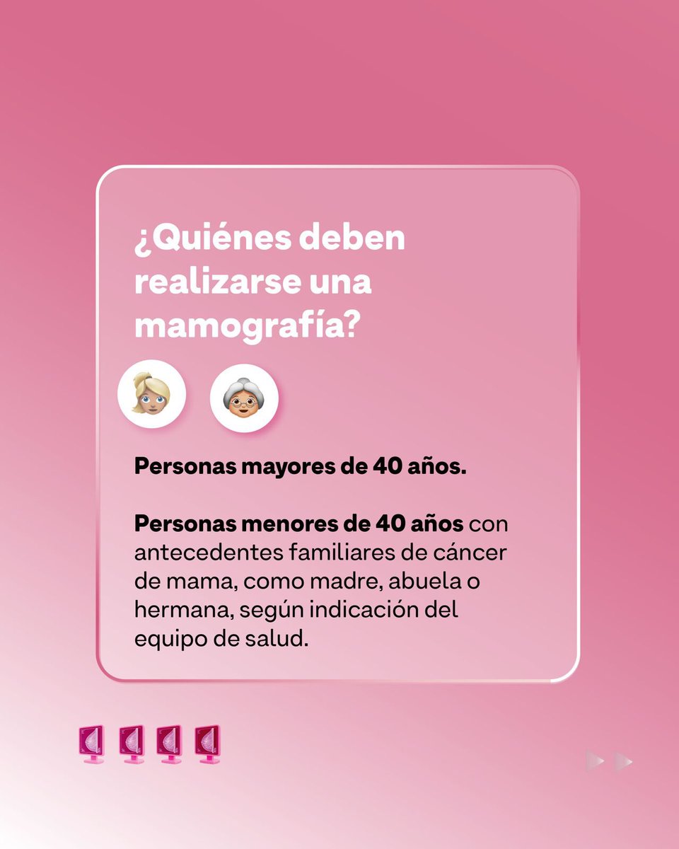 SoleFernandezLP's tweet photo. 👉🏻 Que es clave la detección temprana para su tratamiento y curación
👉🏻 Que si tenés entre 40 y 75 años, te recomendamos realizarte cada 2 años una mamografía https://t.co/m6978YmMFN