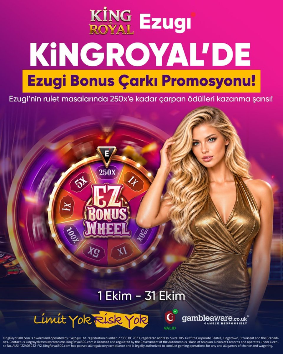 KRoyal_TR's tweet photo. 🎡EKİM’DE ÇARK DÖNER, HEYECAN BÜYÜR!

#KingRoyal’de Ezugi Bonus Çarkı zamanı!

1–31 Ekim arasında Ezugi masalarında 250x’e kadar çarpan ödülleri kazanma şansı seni bekliyor.

🔗Güncel link profilde! 
İsmail Saymaz Rafael Leao #perşembe İsteğe https://t.co/AwTaBv9gNF