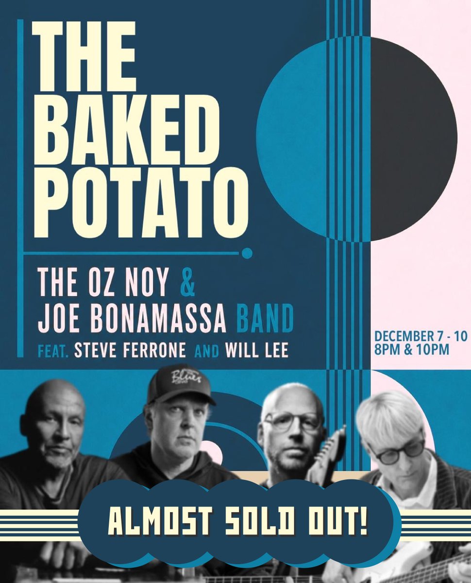 Willbassboy's tweet photo. #LosAngeles! All 8 shows at @bakedpotatojazz are almost sold out!

Get 🎫🎫🎫 before they're gone ⏱️👉🏻 https://t.co/2NEFEHRlLu  

Featuring: 
Oz Noy 🎸
@jbonamassa 🎸
Steve Ferrone 🥁
Me 😎

#thebakedpotatola
#thisboyslife #livejazzla https://t.co/csoCfV2RVI