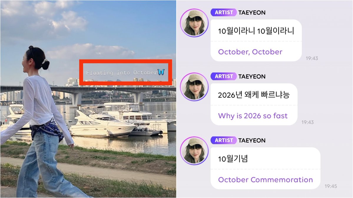 taeresnosliramu's tweet photo. <<october in red with taengsic>>

• jessica instagram feed and channel [03.09.2026]:

uploaded a selfie wearing headscarf
uploaded a pic with caption [floating into october 🦋]

– we all know who "butterfly" refers to (that's why taeyeon appears today – 😂 

• taeyeon bubble [01.10.2026]

reveals her new hairstyle and wearing red top and talking about october