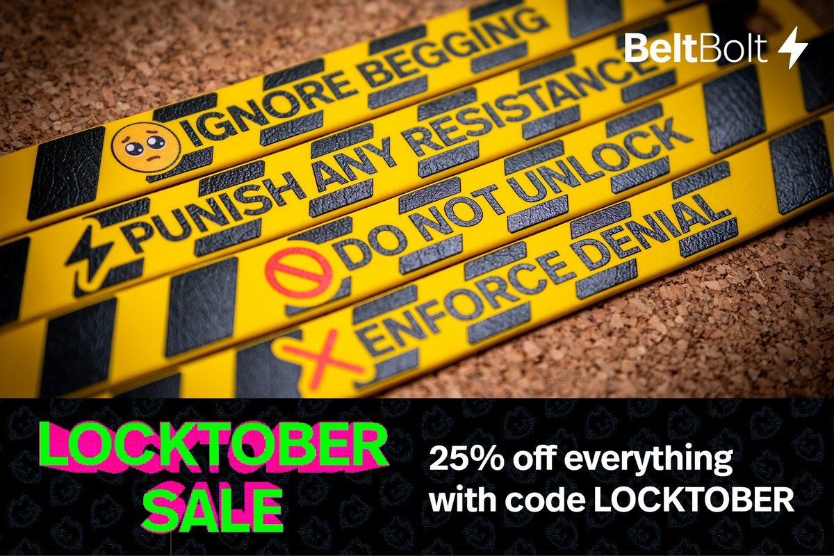 BeltBoltUK's tweet photo. Our Locktober sale is now on! Get 25% off EVERYTHING we sell, from our cuffs, our collars, our locking waist belts, our Segufix accessories - everything!

Just use code LOCKTOBER at checkout!

https://t.co/xkH2ADHYRe https://t.co/Mw7cFsC0eP