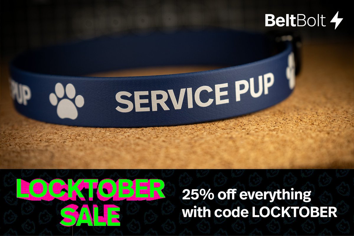 BeltBoltUK's tweet photo. Our Locktober sale is now on! Get 25% off EVERYTHING we sell, from our cuffs, our collars, our locking waist belts, our Segufix accessories - everything!

Just use code LOCKTOBER at checkout!

https://t.co/xkH2ADHYRe https://t.co/Mw7cFsC0eP