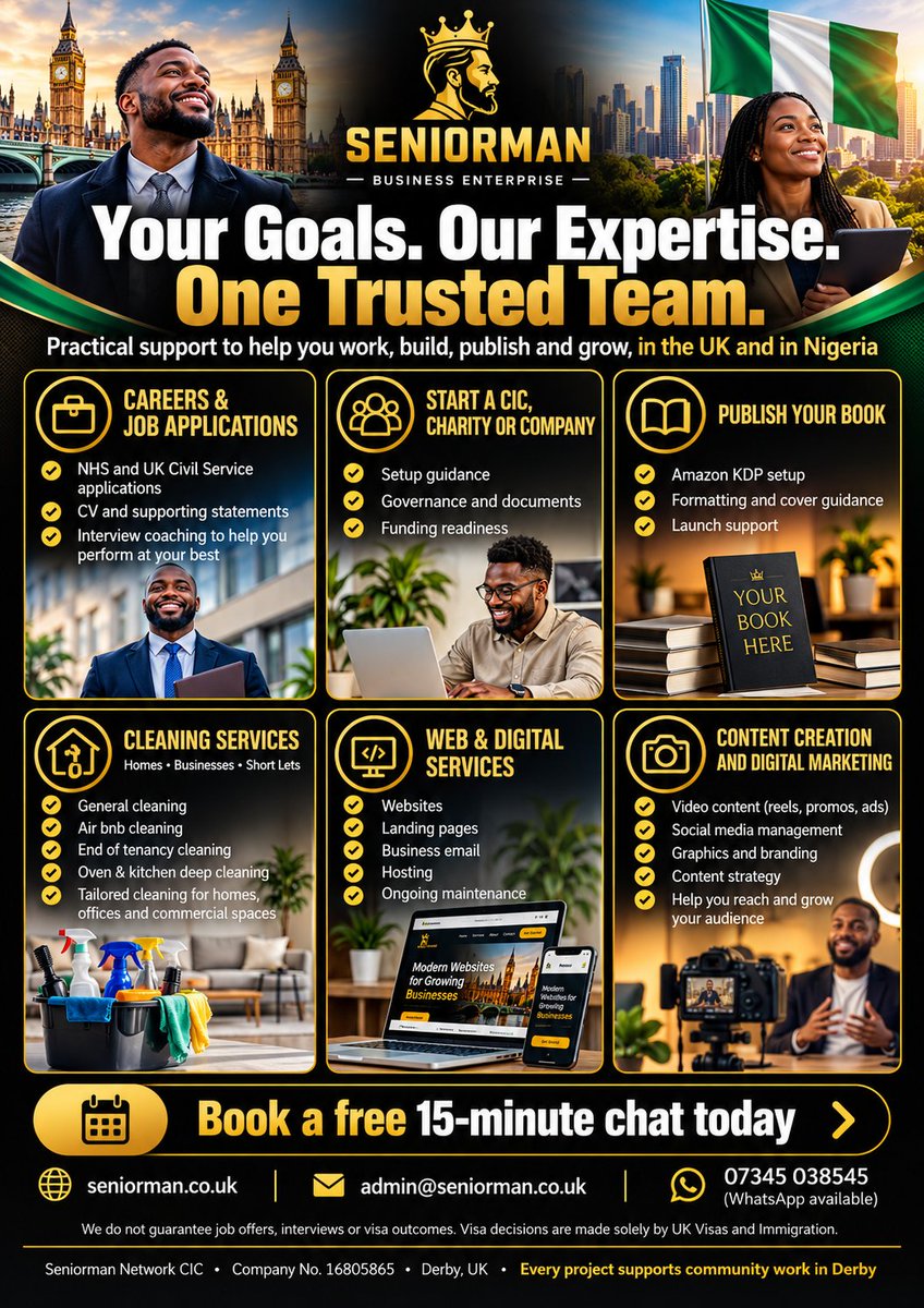 PlaProv2's tweet photo. Apparently, Seniorman is no longer just checking on men. We’re checking invoices too. 😂👑
We’re officially open for business.
Your Goals. Our Expertise. One Trusted Team.
#Seniorman #Derby #UKBusiness https://t.co/oRUqOOwwE8