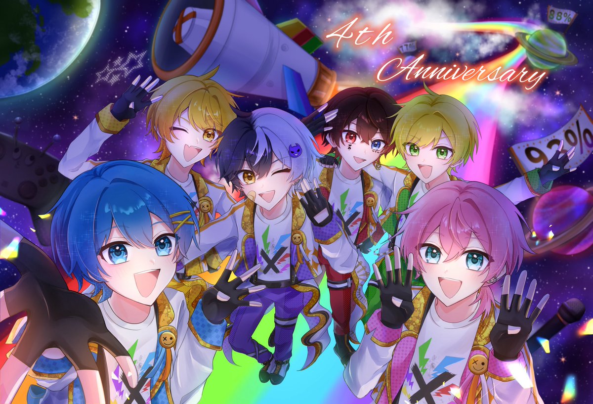 ra_apt6's tweet photo. ┊　  ┊　  ┊　  ┊　  ┊     ┊      
★⋆    ┊ ˚  ★⋆⠀  ┊　˚★⋆   ┊     #アンプ絵
        ˚★             ˚★.            ˚★           

    📣4周年おめでとうございます！🌈
 ݁𖥔.  これからも6人と一緒に
     たくさんの景色を見られますように。݁𖥔.

ᯓ★ #AMPTAK4周年 https://t.co/ICto576wMu