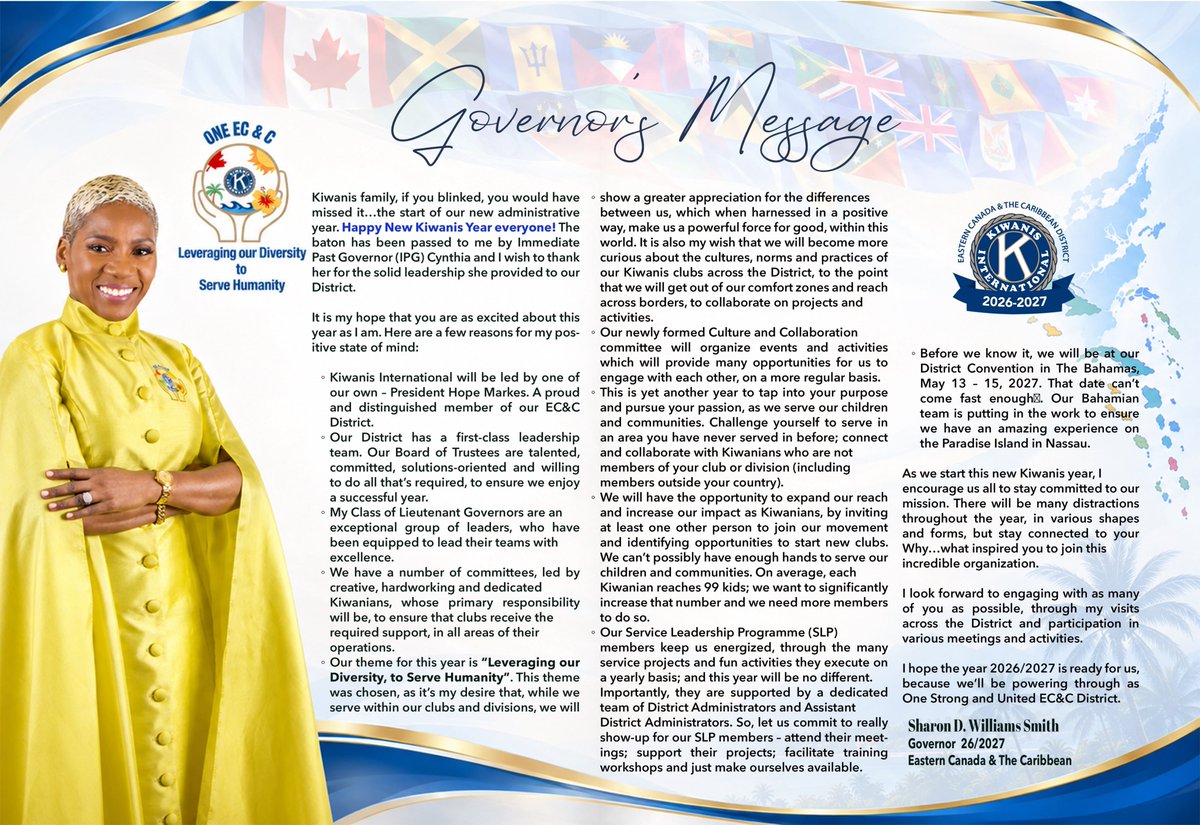 ecckiwanis's tweet photo. The baton has officially been passed, and a brand-new administrative year is here under the inspiring leadership of Governor Sharon D. Williams Smith!

 Read her message below!
#Kiwanis #ECCDistrict #LeveragingOurDiversity  #KiwanisInternational  #ServiceLeadership https://t.co/8lFBN8LxKk