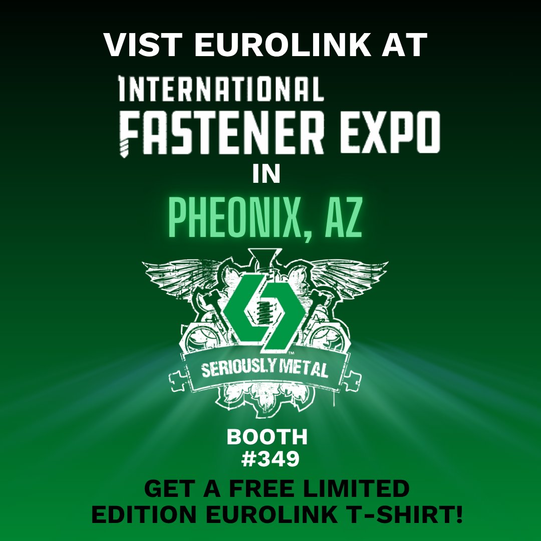 EurolinkFSS's tweet photo. IFE is almost here! Are you going to be there?
You won't want to miss a FREE special-edition #Eurolink T-shirt made specifically for #IFE. Add a visit to our booth to your show schedule now. Future you will be glad you did.📍 Eurolink booth #349
#InternationalFastenerExpo https://t.co/NKxKvIbJ6E