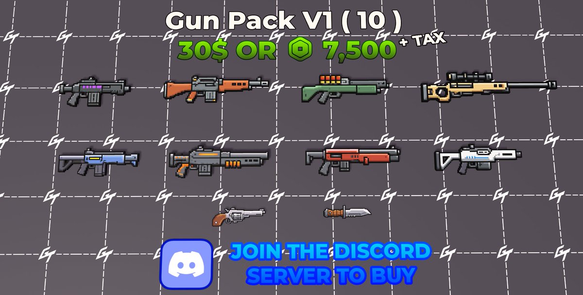 rocovery_dev's tweet photo. 🔔 GAME TOOLS 🔔

🔫​ GUN PACK V1 !
-7,500 Robux / 30 $
-9 Gun + 1 Knife

➡️​ To buy : https://t.co/mSYSzSlWiI   

#ROBLOX | #RobloxDev | #RobloxDevs | #3D | #3dmodeling https://t.co/FVwvVZX6NH