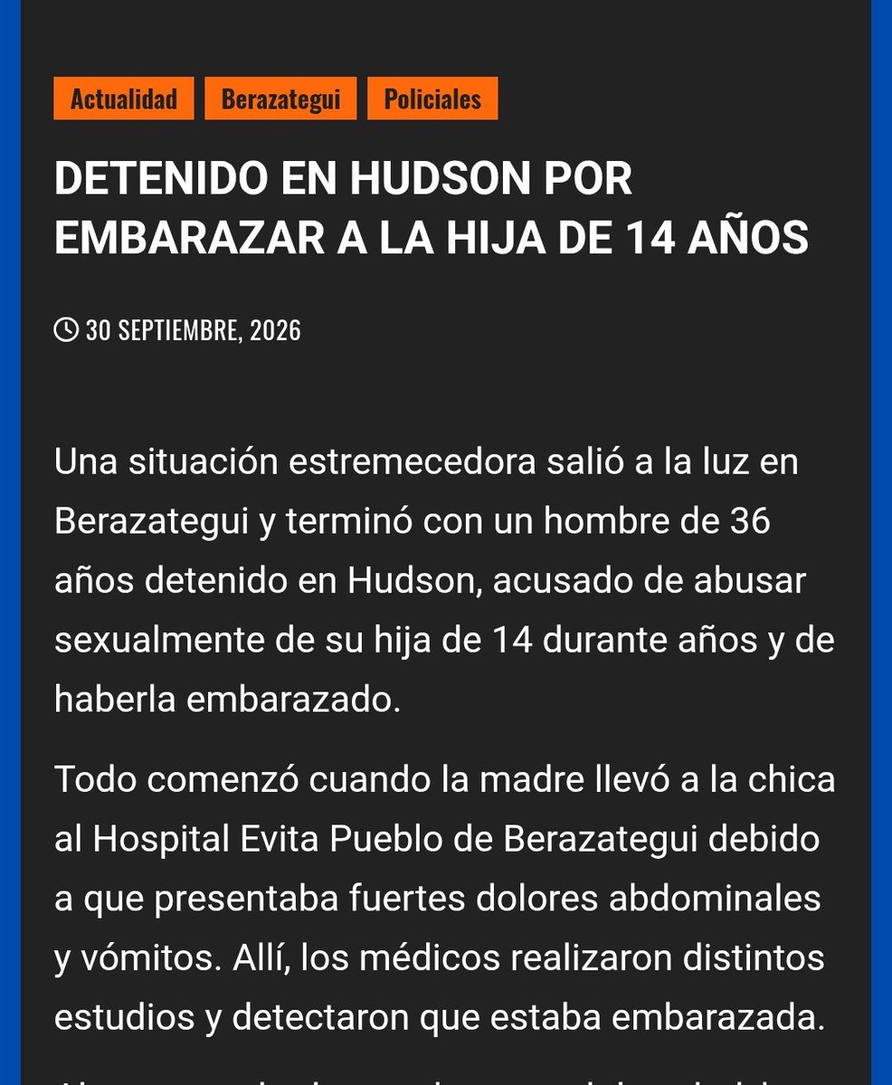 PaulRanelagh's tweet photo. Un hijo de remil puta de 36 años, violó a su hija desde los 8 años y ahora con 14 la dejó embarazada.
A SU PROPIA HIJA!!!! No hay cárcel suficiente. Hay que cortarle la chota de a poco y que se vaya desangrando. https://t.co/7h1nJ01bUh