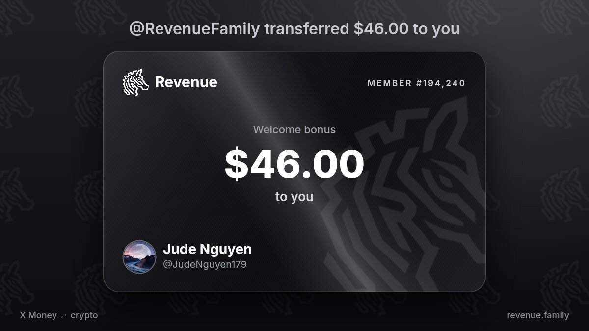 JudeNguyen179's tweet photo. I accept $46.00 from @RevenueFamily https://t.co/0BCHAIoKsY
