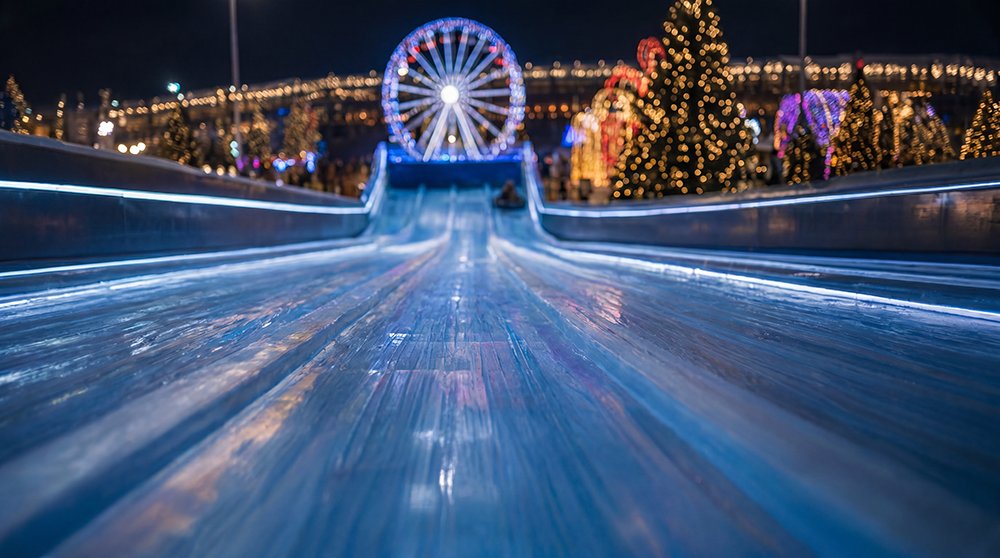 winterworldrva's tweet photo. 6 lanes. Real ice. Pure holiday speed. The ice slide at WinterWorld presented by SERVPRO opens November 19! Tickets: https://t.co/o8qvfhMHHQ 🛷❄️ https://t.co/RnDRelPdmv