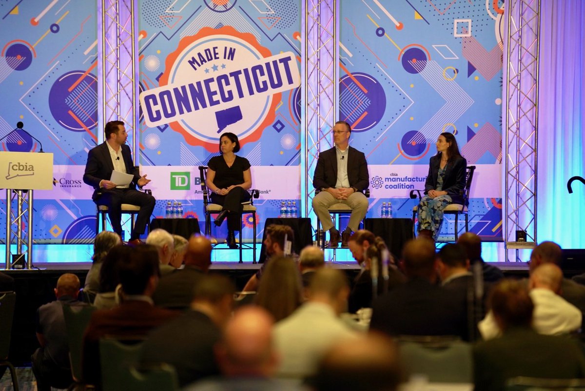 CBIANews's tweet photo. From innovation and growth to affordability and hiring challenges @RSMUSLLP's Brian Deming, Carey Manufacturing’s Alison Carey Lynch, @MicaCorporation’s Jaclyn Epstein, and Forum Contract Manufacturing’s Mark Polinsky share insights from the 2026 Connecticut Manufacturing Report. https://t.co/fpCyzNmzZa
