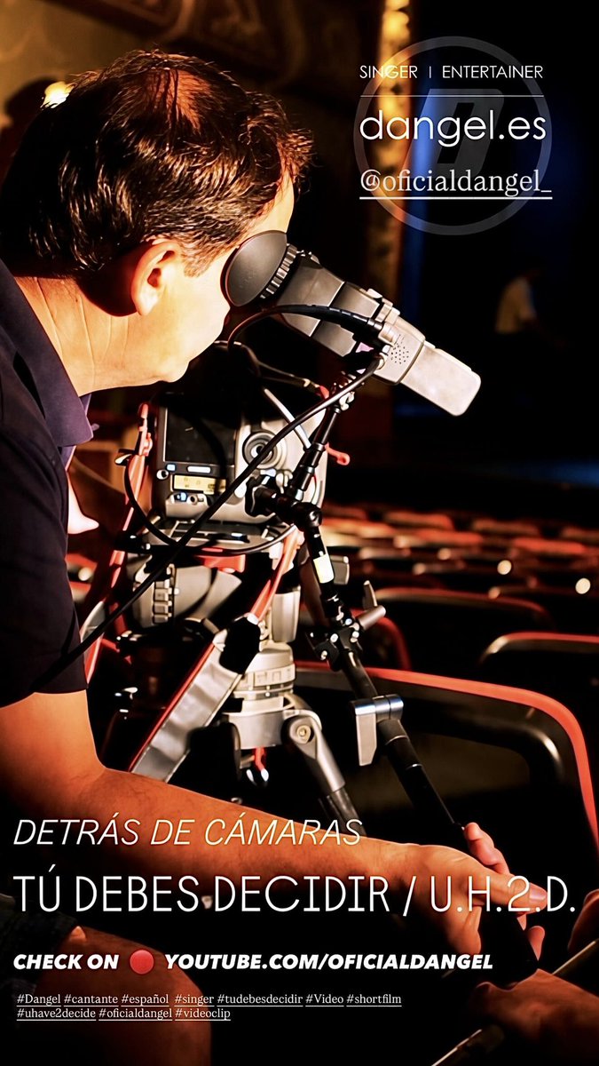 oficialdangel's tweet photo. DETRÁS DE. CÁMARAS 🎥
TÚ DEBES DECIDIR / U.H.2.D.
https://t.co/HQoBeHurgj
CHECK THE VIDEO ✔️
#Dangel #cantante #español #tudebesdecidir #uhave2decide #makingof #DetrasDeCamaras #videoclip #Video #videomusical #todaviaquedanangeles #singer #stillbelieveinangels #luzinterior #oficialdangel