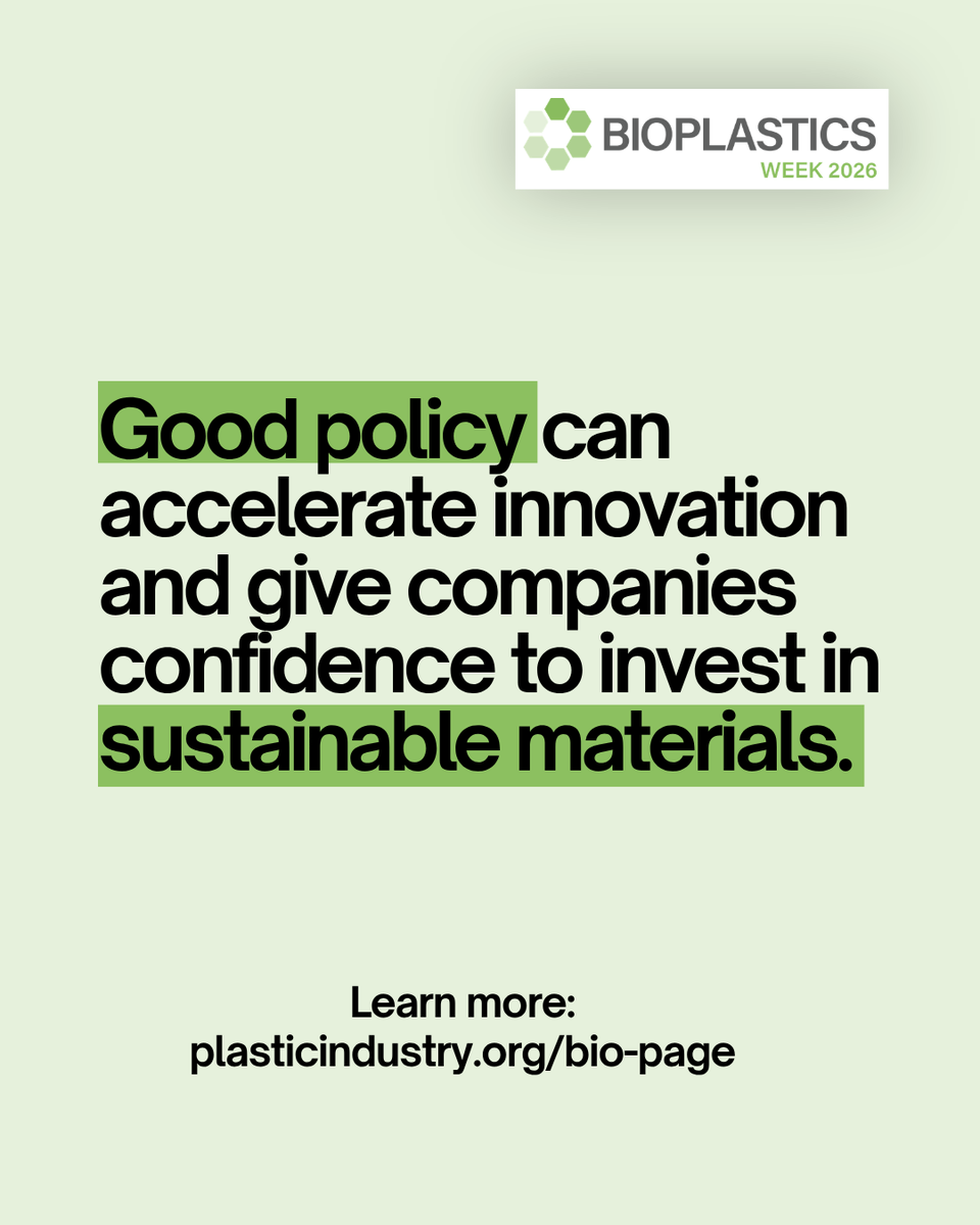 PLASTICS_US's tweet photo. Policy shapes innovation, investment, infrastructure, and material choices long before a product hits the shelf. 🌱

We support policies that recognize the value of bioplastics, drive science-based innovation, strengthen supply chains, and stay grounded in circular economy principles.

#BioplasticsWeek #Bioplastics #Policy #Sustainability