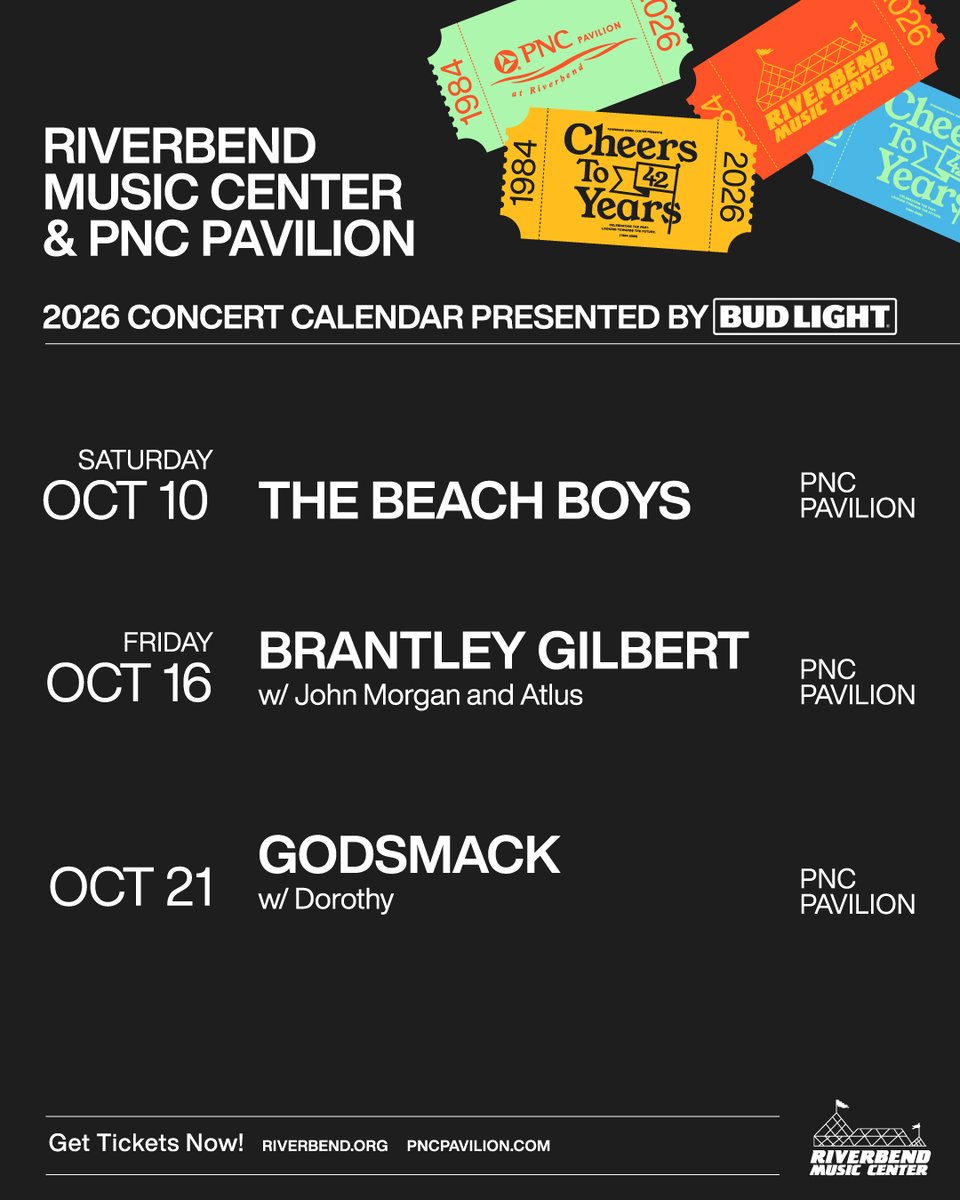 riverbendpnc's tweet photo. Our final shows of the season at PNC are here! Get your tickets now to any of these concerts on the @budlight calendar at https://t.co/q3XfCiVaXQ https://t.co/rIurwULOUD