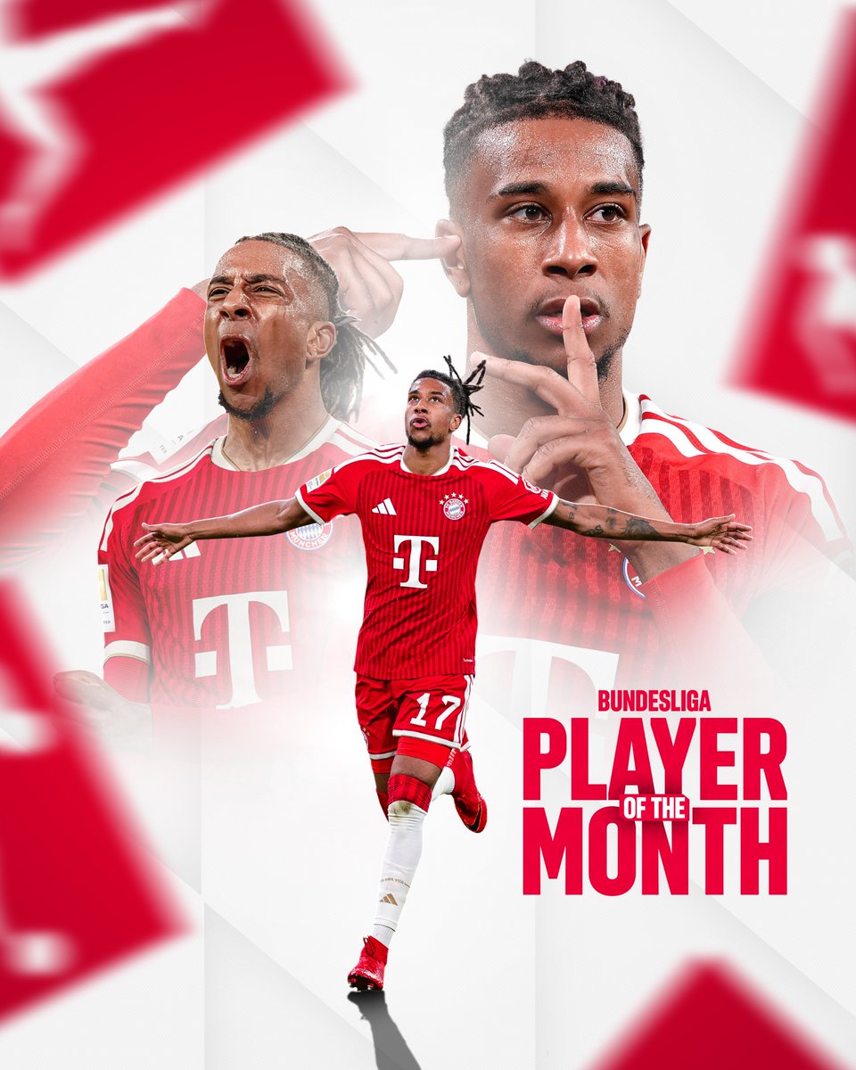 FCBayern's tweet photo. 𝐁𝐮𝐧𝐝𝐞𝐬𝐥𝐢𝐠𝐚 𝐏𝐥𝐚𝐲𝐞𝐫 𝐨𝐟 𝐭𝐡𝐞 𝐌𝐨𝐧𝐭𝐡 – 𝐌𝐢𝐜𝐡𝐚𝐞𝐥 𝐎𝐥𝐢𝐬𝐞 🤫

What an outstanding September! 🔥
Well deserved, Michael! ❤️🤍

#BundesligaPOTM https://t.co/bdZ39Rd9Lz