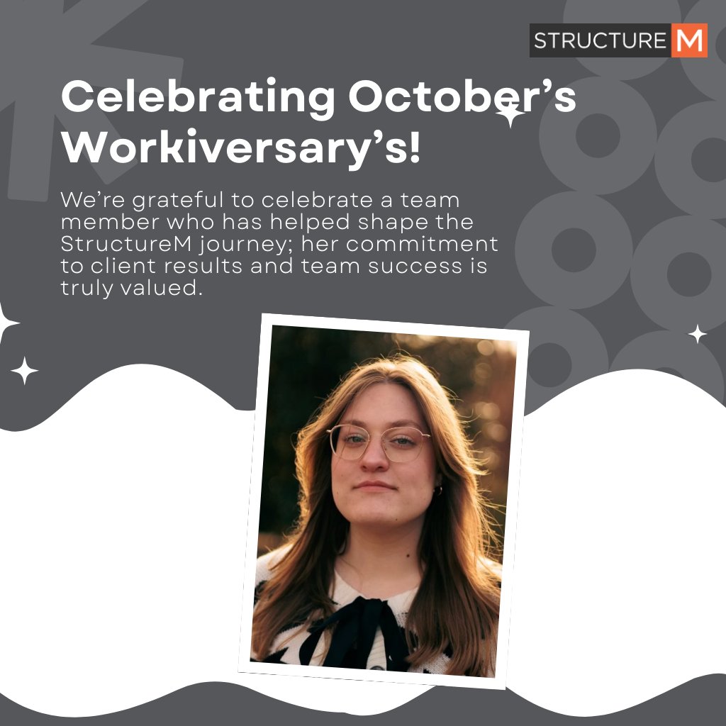 StructureM's tweet photo. This month we are celebrating 1 team member! 🎉 Happy Workiversary Month to Ysabella!! https://t.co/FBUzYfVEtF