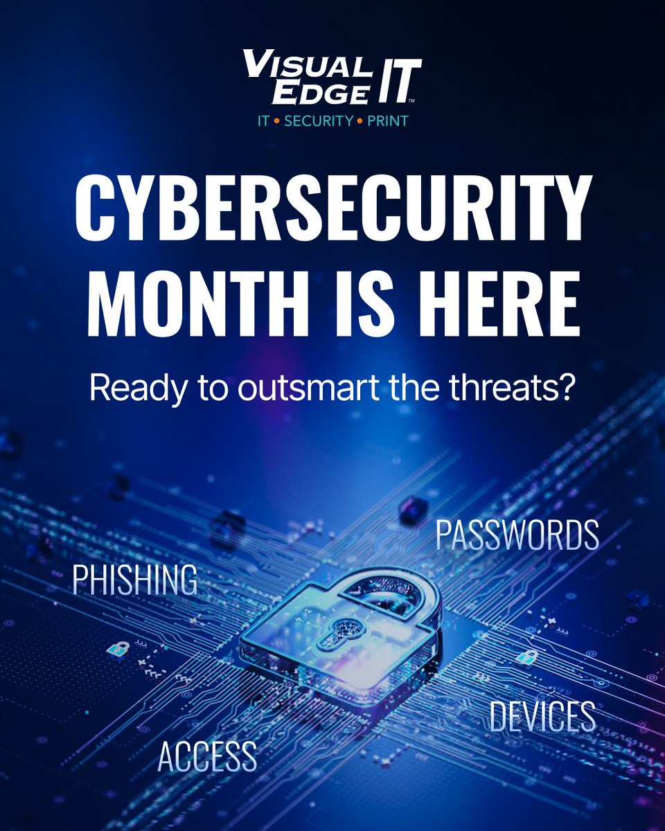visualedgeit's tweet photo. Cybersecurity Month has entered the chat. 🔐👀

We’re spending October talking threats, trends, and ways to stay one step ahead.

#CybersecurityAwarenessMonth https://t.co/fHtGX4D1pZ
