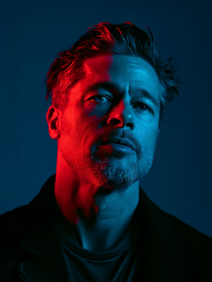 michaelrabone's tweet photo. Matt Damon, Brad Pitt
Idris Elba, Keanu Reeves

Duotone of Javier Bardem. The colour palette is an extreme high-contrast mix of vibrant neon glowing red and deep saturated rich blue. Monochromatic. Cinematic studio photography. Neon-noir --ar 3:4 --raw --stylize 150 --v 8.2 https://t.co/BgBgcfCoil