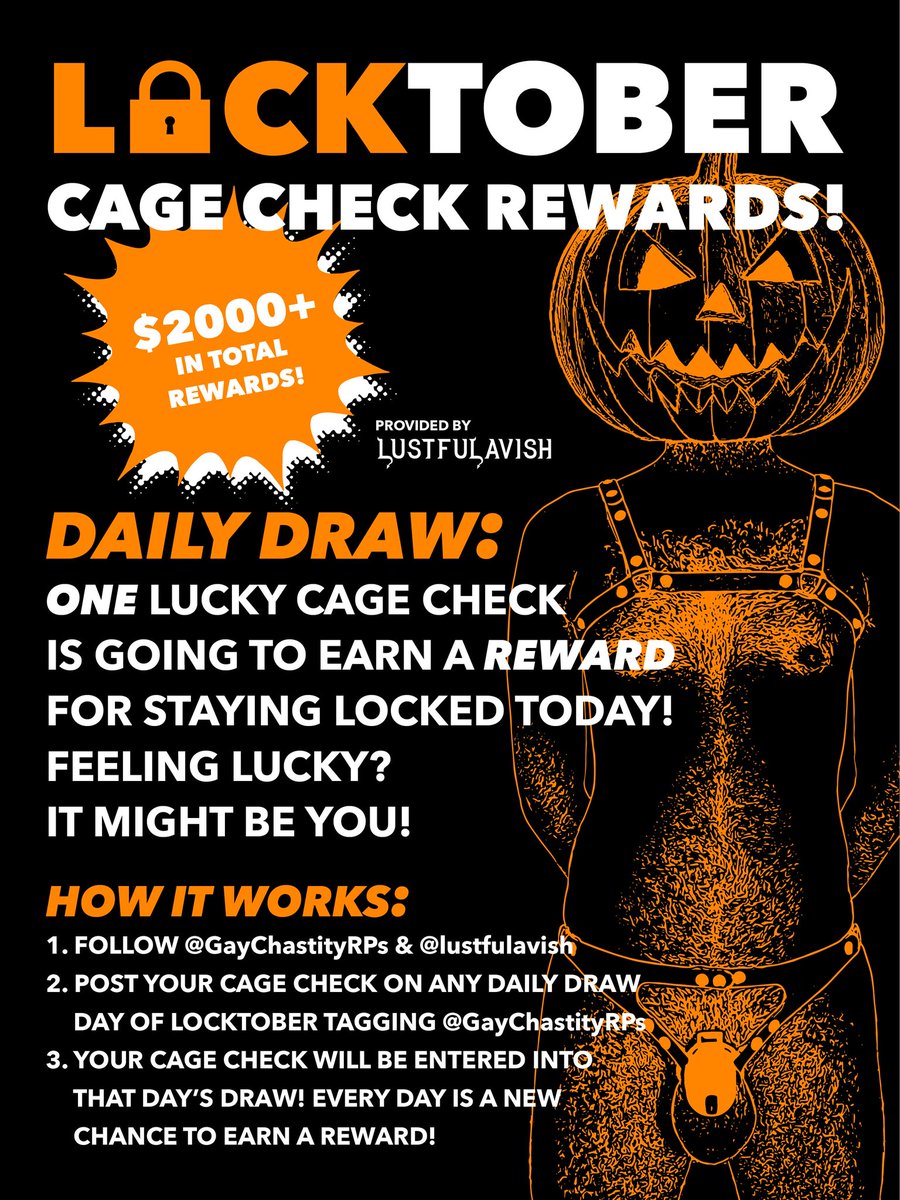 GayChastityRPs's tweet photo. CAGE CHECK!

Locktober Day 1 🔐

Use #locktobergiveaway  and tag @GayChastityRPs to enter for a chance at a reward from @lustfulavish 😈 https://t.co/36iLok0Cmf