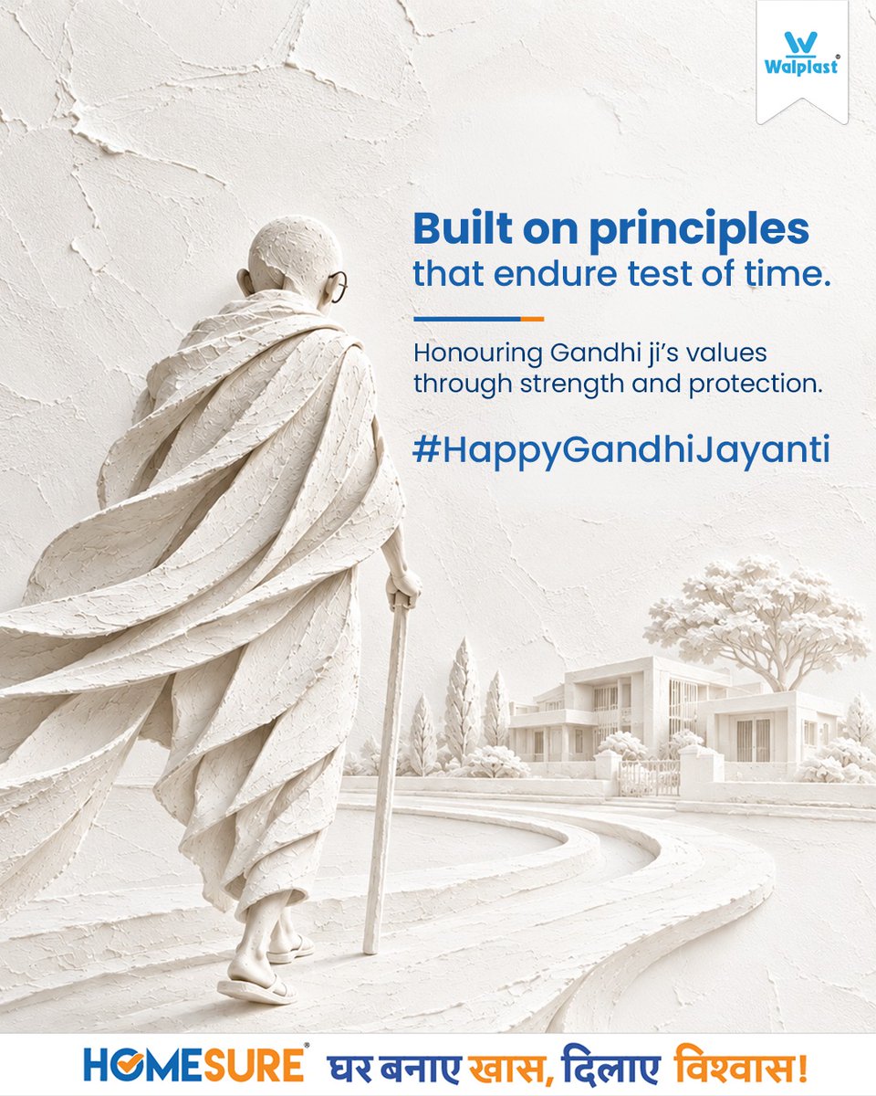 Walplast's tweet photo. Some values never fade.
This Gandhi Jayanti, let’s carry forward the ideals of truth, simplicity and strength and build a future that stands strong.
Happy Gandhi Jayanti
#GandhiJayanti #GandhiJayanti2026 #MahatmaGandhi #TruthAndIntegrity https://t.co/iBSJNemWhi
