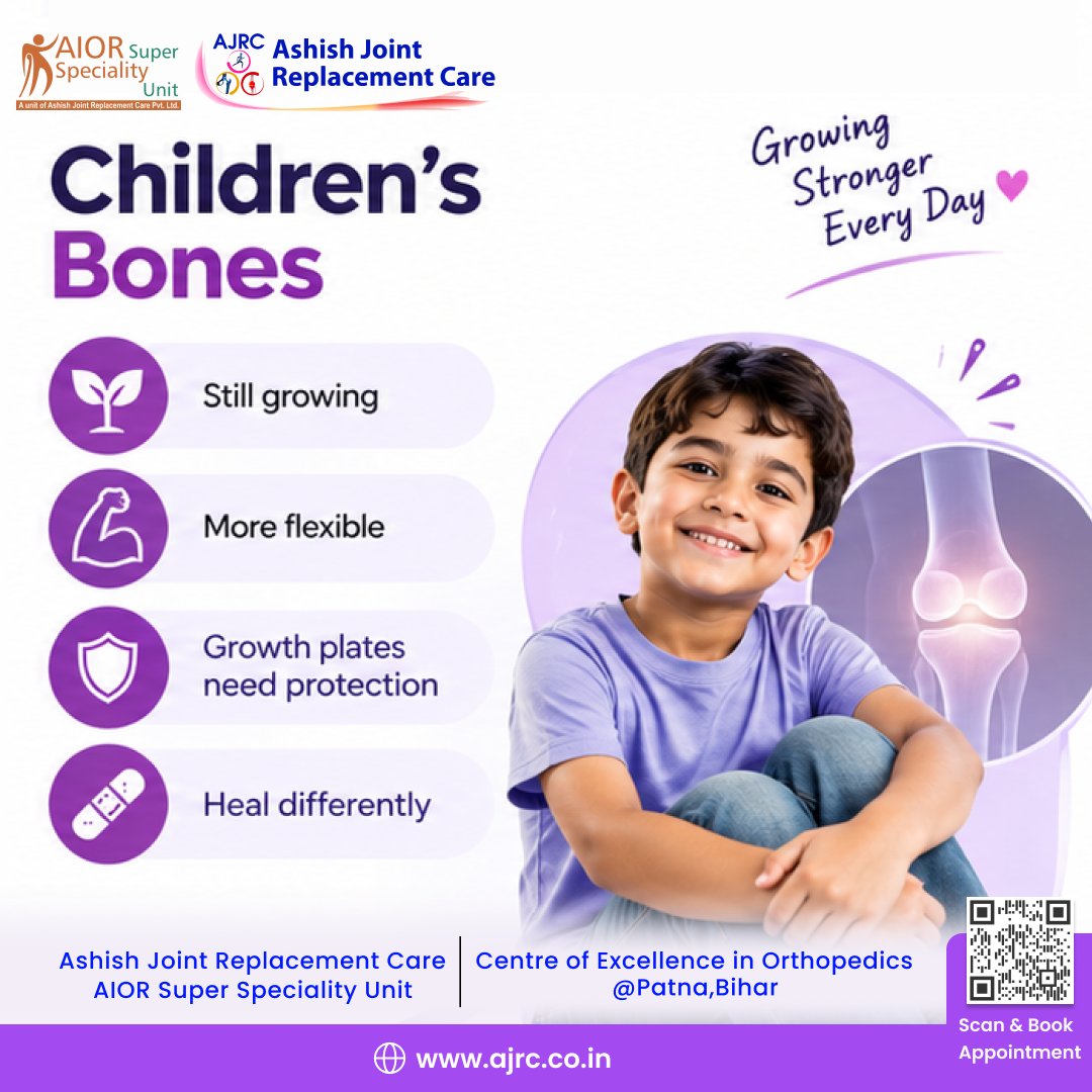 anupinstitute's tweet photo. Did you know? Children's bones heal differently than adult bones.
#PediatricOrthopedics #ChildBoneHealth #OrthopedicCare #PostureMatters #PediatricCare #BestOrthopedicHospital #DrAshishSingh #AJRCPatna https://t.co/zY32a9nYlM