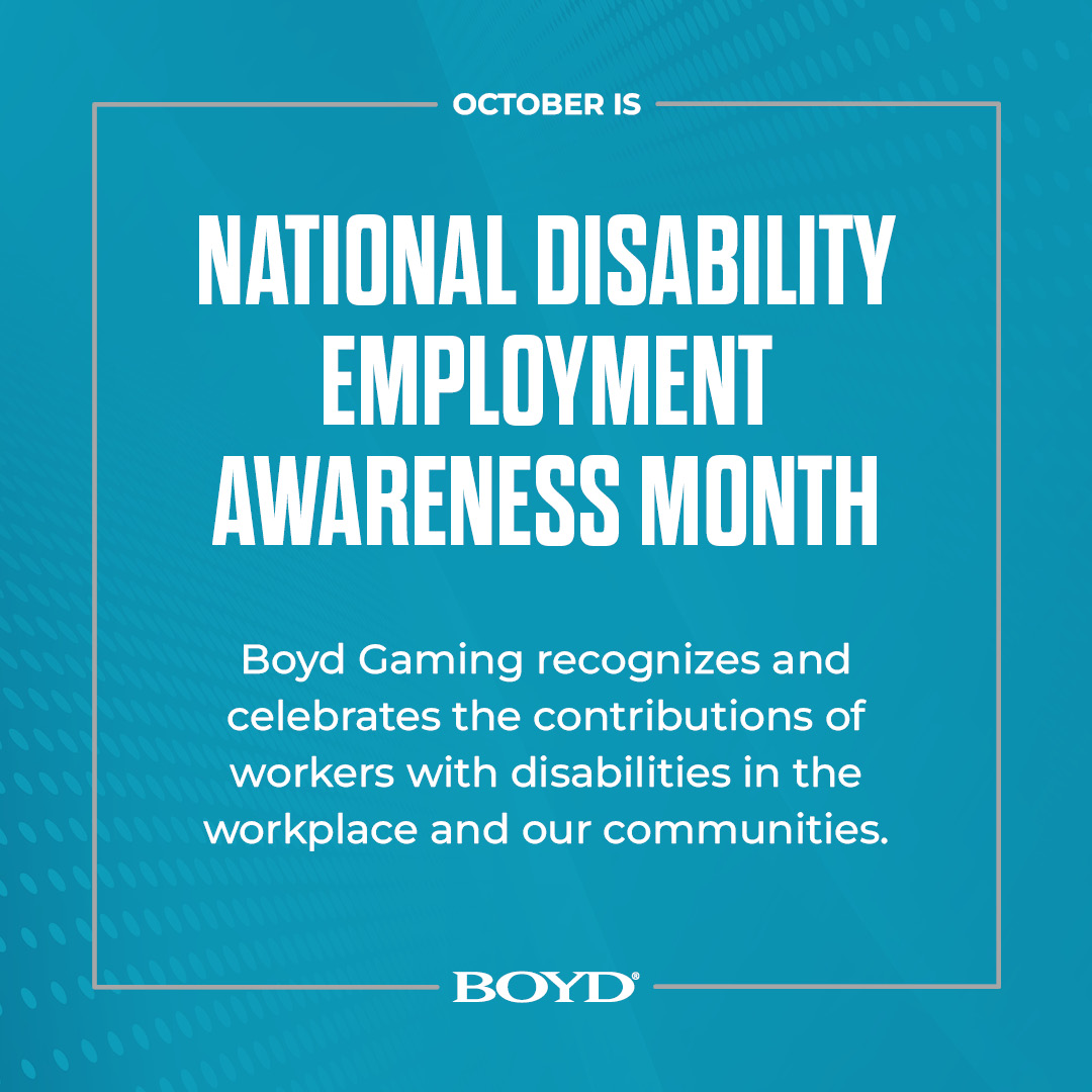 AmeristarKC's tweet photo. Boyd Gaming recognizes and celebrates the contributions of workers with disabilities in the workplace and our communities. https://t.co/pcC2RqNIz9