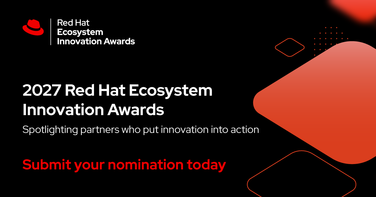 RedHatPartners's tweet photo. Open source innovation turns great ideas into customer success. Submit a nomination today for the 2027 Red Hat Ecosystem Innovation Awards!  

Submit your story across 6 technology categories by December 11: https://t.co/GvTX0xjY6N https://t.co/J48K2rrFb3