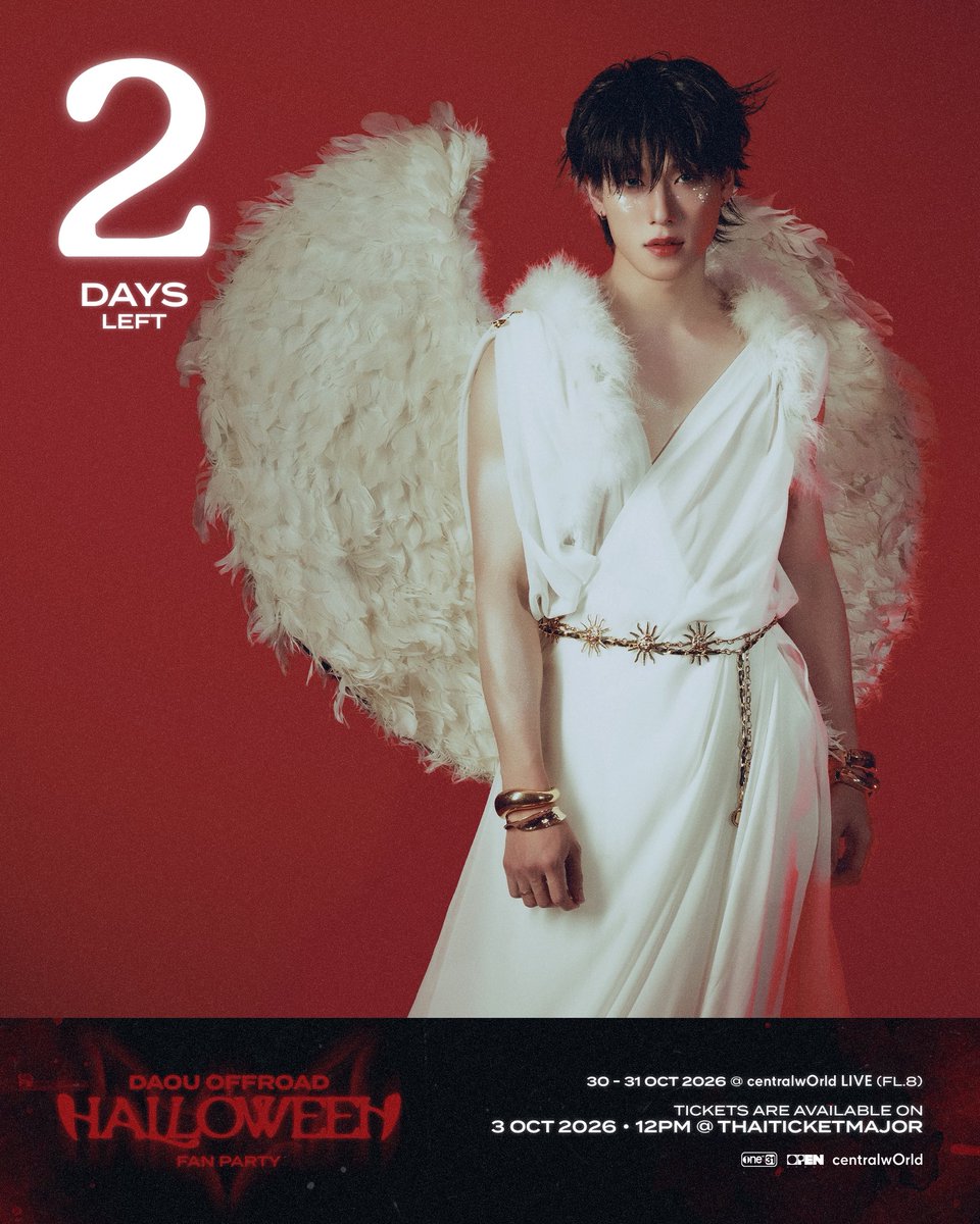 OPENLABEL_TH's tweet photo. อีก 2 วัน เตรียมกดบัตรไป PARTY วันปล่อยผีด้วยกัน 🕯️
TICKETS AVAILABLE IN 2 DAYS

「 DAOUOFFROAD 👻
HALLOWEEN FAN PARTY 」

📅 30-31 OCTOBER 2026
📍 centralwOrld Live (FL. 8)

🎟️ TICKETS ON SALE
3 OCTOBER 2026 | 12 PM (GMT+7)
@ THAITICKETMAJOR
🔗 https://t.co/xf2xlxk5Qr

#DAOUOFFROADHalloweenFanParty
#DAOUOFFROAD #ต้าห์อู๋ออฟโรด
#OPENLABEL