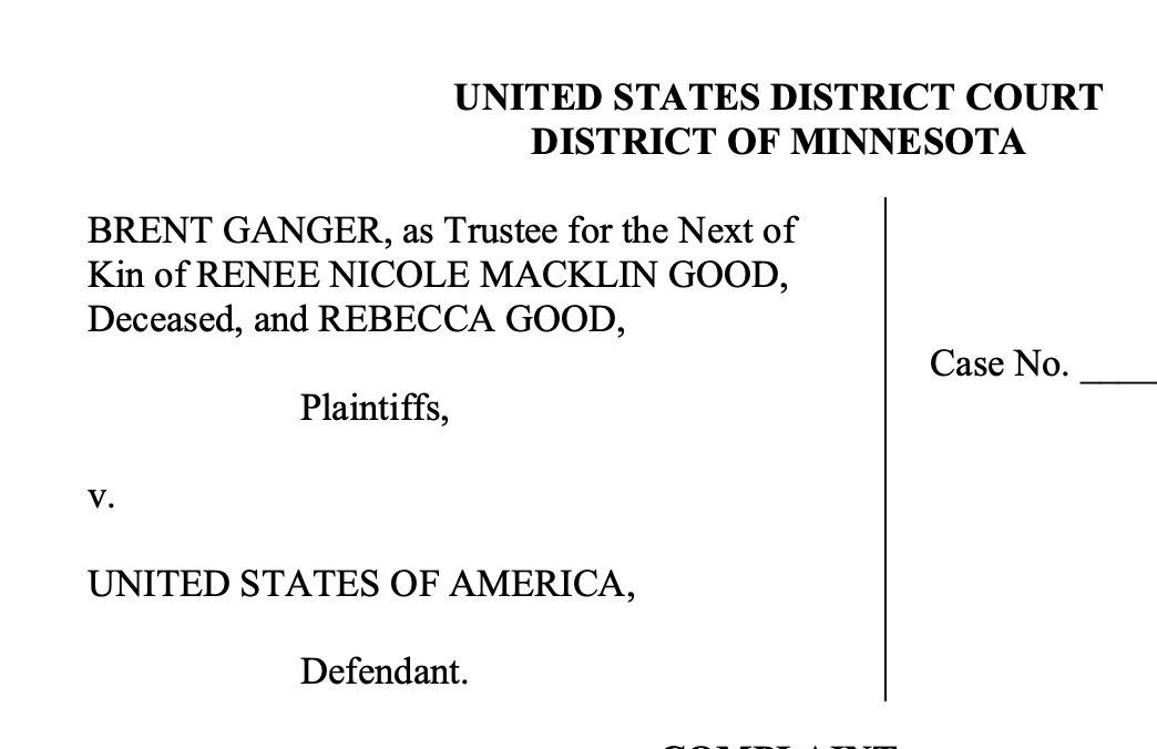 kyledcheney's tweet photo. JUST IN: Renee Good's partner and family have filed two lawsuits stemming from her death — one aimed at the ICE agent who shot her and a several senior Trump admin officials, the other aimed at the federal government itself. https://t.co/pZMjqgUWOY

https://t.co/UolXkxLh2f https://t.co/PyaEufUm2A