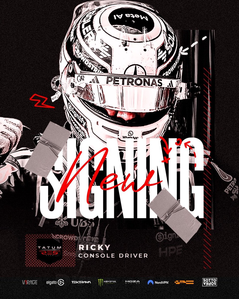 TatumEsports's tweet photo. We are pleased to welcome Ricky Aert to the team.

Joining our racing department as a Console Driver, he brings his talent, determination, and competitive mindset to the team as we continue to strengthen our console lineup.

👉 @aert_ricky

#TatumResTech #SimRacing #F1Esports https://t.co/RvIqa0lSRV