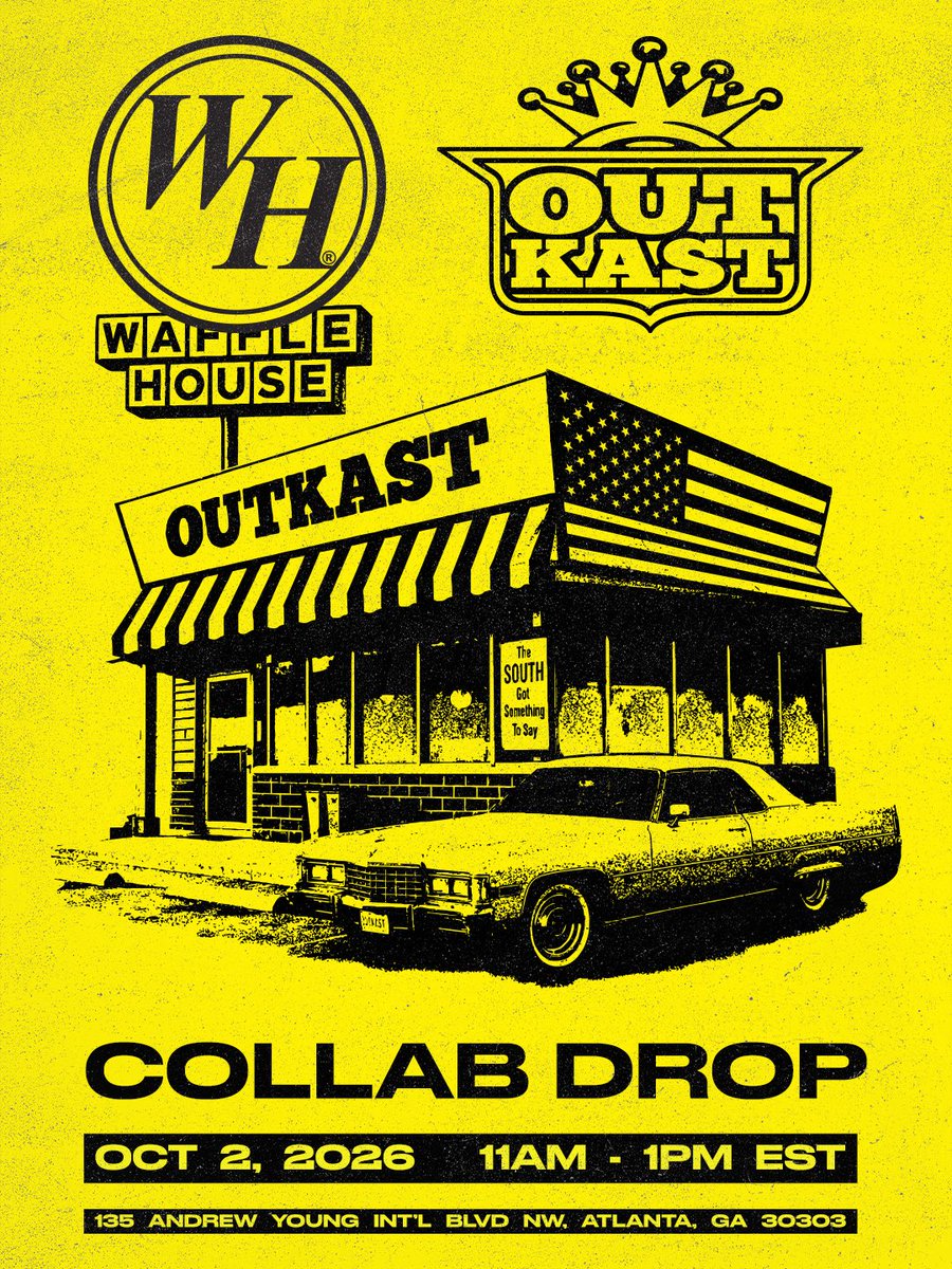 Outkast's tweet photo. ATL, we got you with the official Outkast x Waffle House launch party. Come on down. https://t.co/amhqJPrB7M
