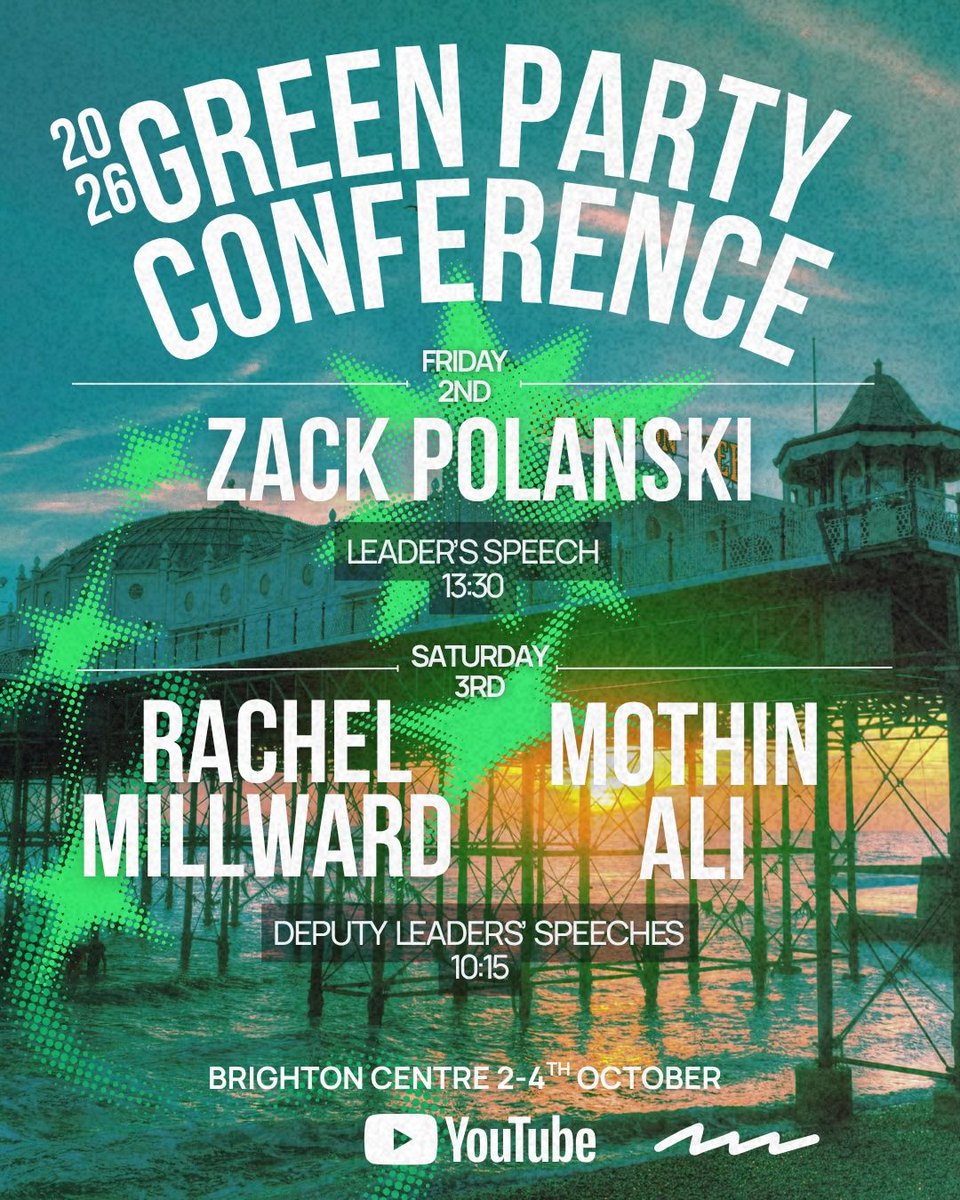TheGreenParty's tweet photo. On the main stage: Your Green Party Conference line-up. 

See you in Brighton (or on YouTube). https://t.co/i7EjMymI2z