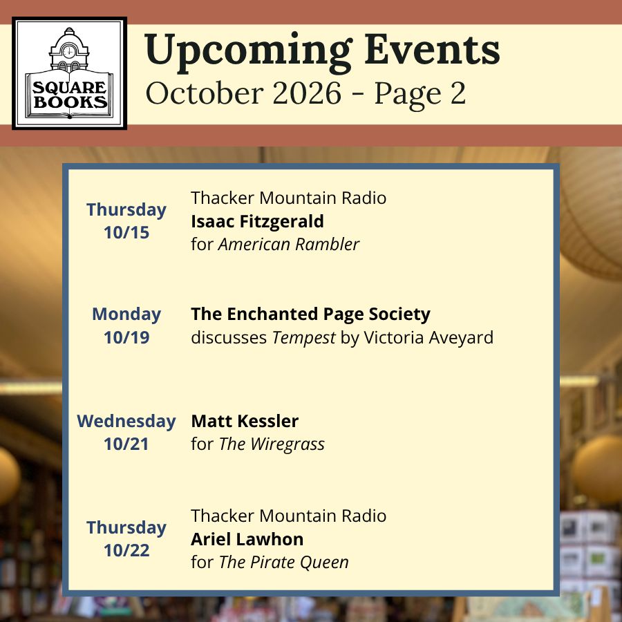 SquareBooks's tweet photo. October has arrived, which means spooky season &amp; cooler weather are upon us! Mark your calendars for interesting, thrilling, &amp; chilling events coming up at Square Books this month. 
#AuthorEvents #MeetTheAuthor #BookSignings #OxfordMS https://t.co/CD1GVLWypH