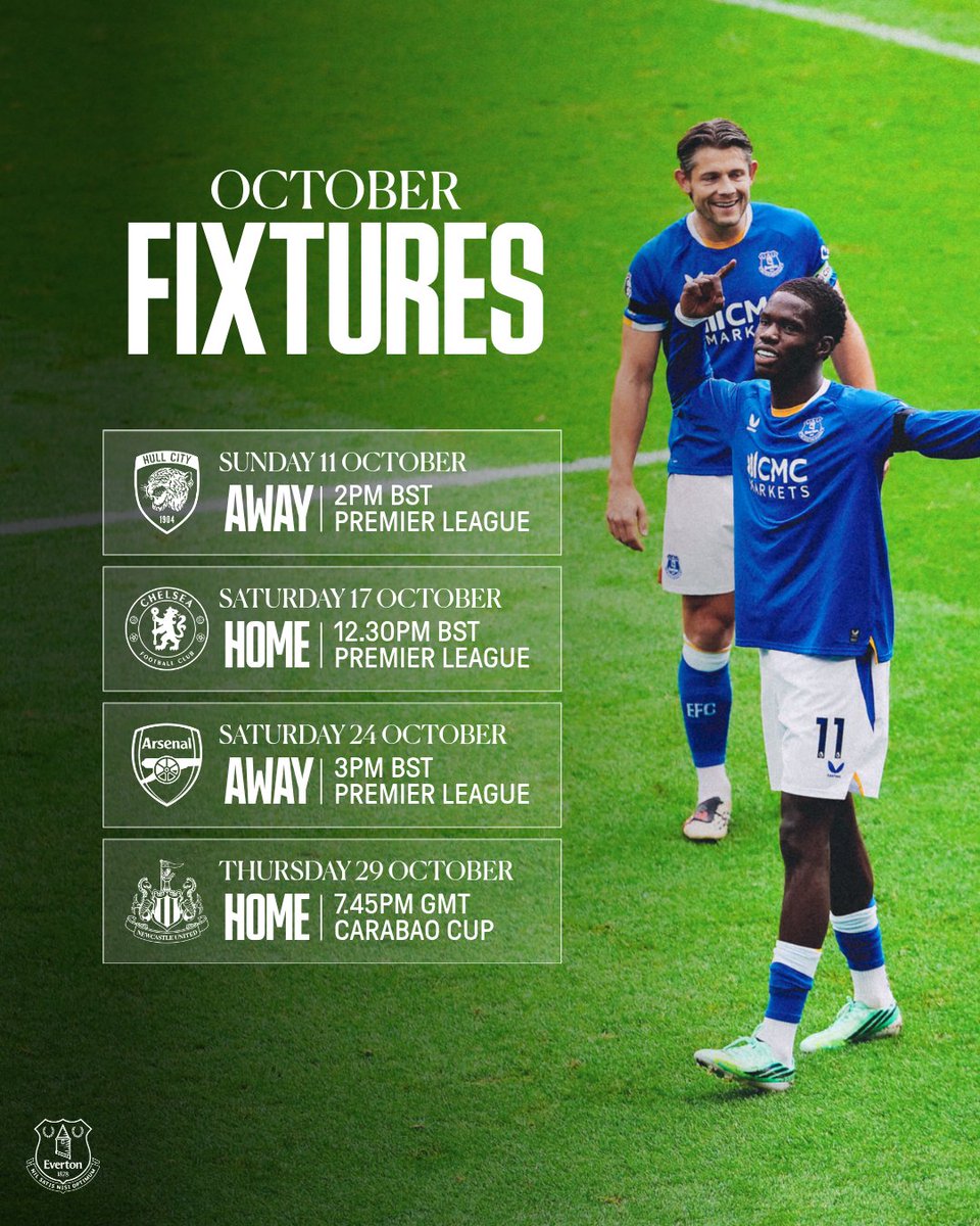 Everton's tweet photo. The month ahead... 📆 

Which of our October games are you most looking forward to, Toffees? 💬 https://t.co/bAMEEjdyv0