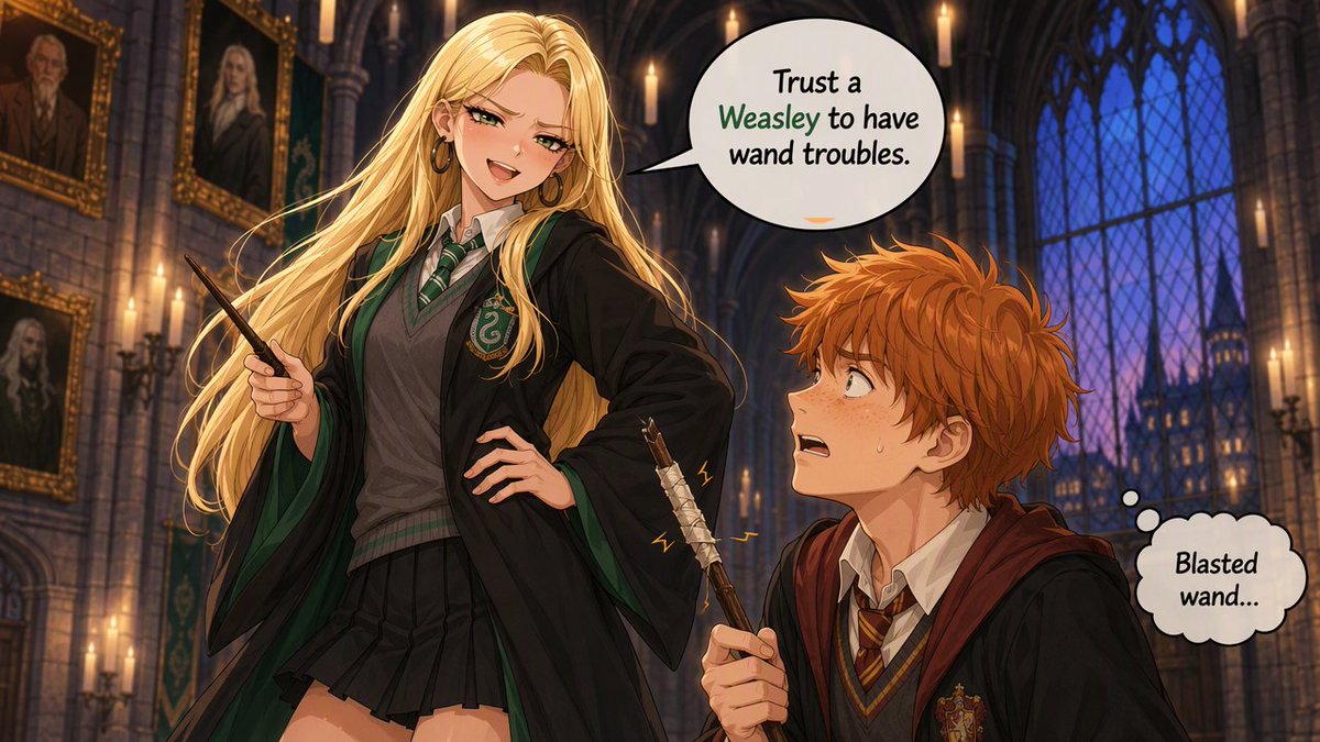 MorriganMourn's tweet photo. Wand troubles? Must be a Weasley. #Malfoid https://t.co/KX3wv9IEUq