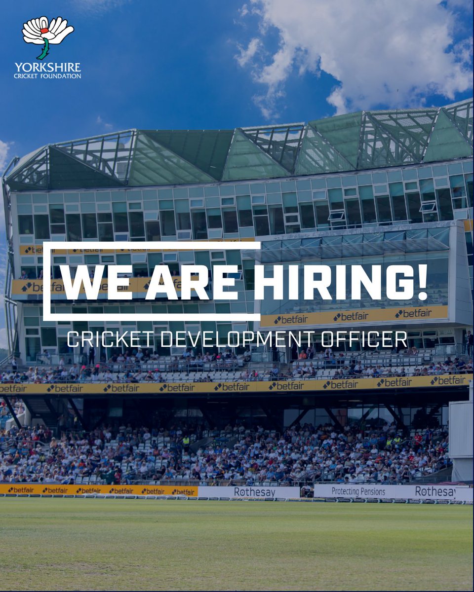 Yorkshire_cf's tweet photo. 🏏 We’re hiring in Bradford!

We’re looking for a Cricket Development Officer to join the Yorkshire Cricket Foundation and help us grow the game across the district.

This is a fantastic opportunity to work with schools, clubs and local communities, creating more opportunities for people to get involved in cricket and helping make the game welcoming and accessible to all.

If you’re passionate about cricket, community development and making a positive impact through sport, we’d love to hear from you. 

👉 Apply now via the link. https://t.co/6r39mHvoMr

#CricketJobs #Bradford #YorkshireCricketFoundation