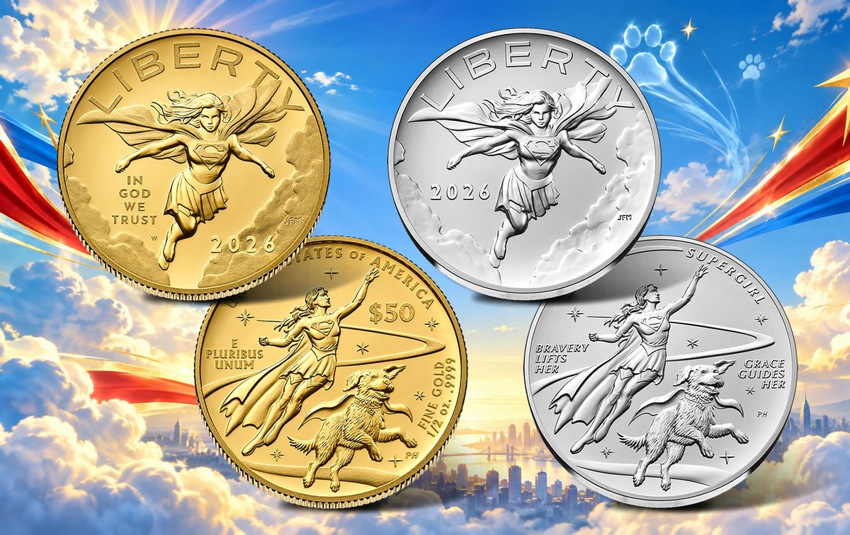 CoinNews's tweet photo. U.S. Mint Launches Supergirl Gold Coin and Silver Medals With Krypto the Superdog https://t.co/QltKWaRaLq https://t.co/j8BxOecRqI