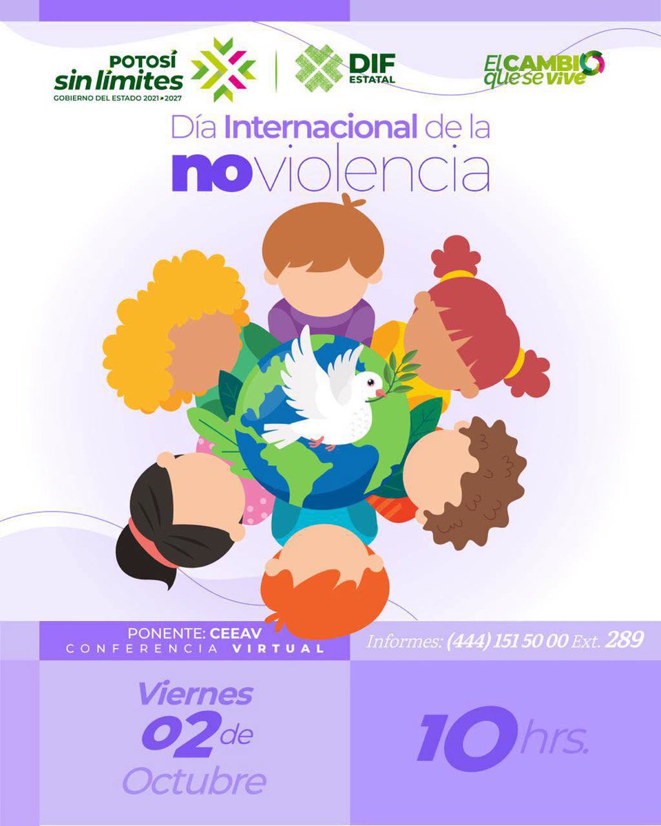 DIFEstatalSLP's tweet photo. En el marco del Día Internacional de la No Violencia,
invitamos a una charla.

Enlace de acceso:
https://t.co/6Vr45nTnn8...
ID: 696 471 5236
Código de acceso: DIF.TI
#RicardoGallardoCardona #DIFEstatalSLP #GobiernoQueCumple https://t.co/9sJwoGsO1D