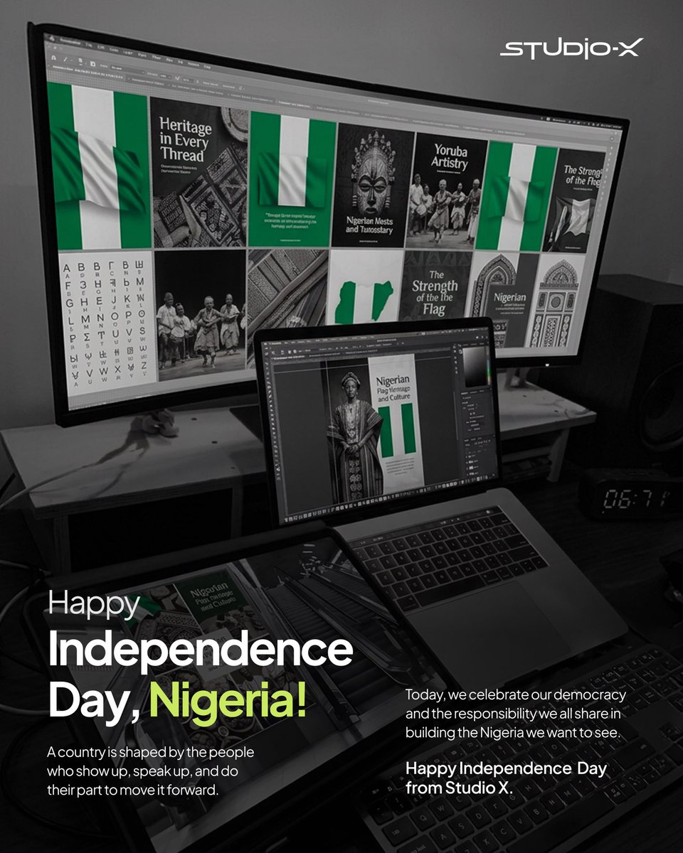 studioxhub's tweet photo. Today we celebrate our Nation and the progress it has made. 

Happy 66th Independence Day Nigeria. 🇳🇬 https://t.co/aY6XZgKES4