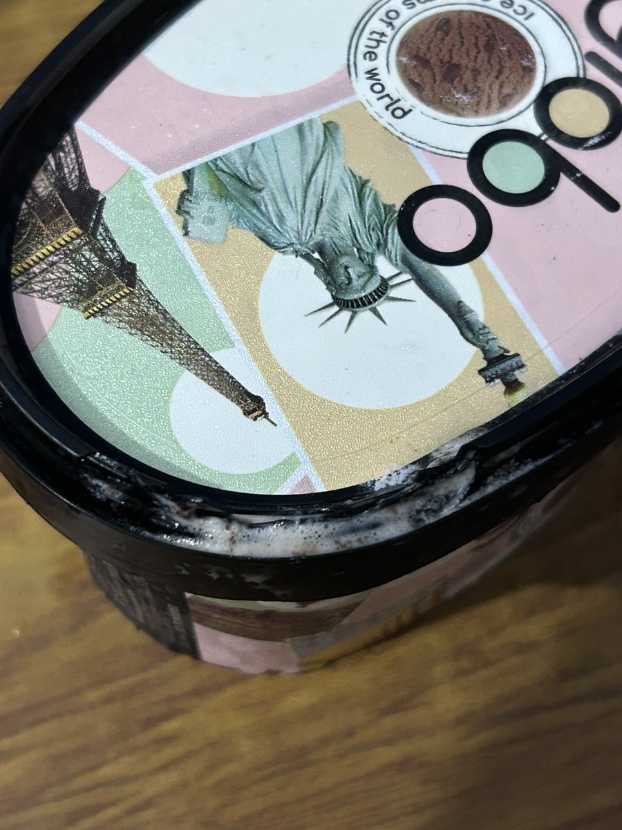 sourish200's tweet photo. @Swiggy this is extremely disappointing. My ice cream arrived with the container badly damaged and the contents spilling out, making it unsafe to consume.

It was handed to me upside down, with the damaged area apparently covered by the cutlery pouch. (1/2) https://t.co/clC28Yt7l3