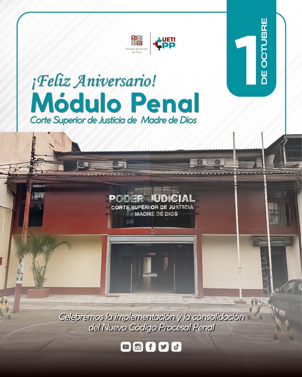 UETICPP's tweet photo. ⭕#COMPROMISO⭕| La #UETICPP les desea un 🎉Feliz Aniversario🎉 a los Módulos Penales de las Cortes Superiores de Justicia de #Arequipa (18 años),#Cusco (17 años), #Loreto (14 años), #MadreDeDios (17 años),... https://t.co/BTlYTflPPs