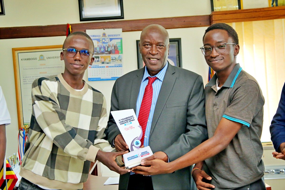 kyambogou's tweet photo. It's always an honor to receive trophies, especially in a stiff competition!"  VC @EliKatunguka while receiving the trophy.

Special shoutout to our brilliant engineers & scientists leading the debate team! Keep shining and staying focused! 🏆🔬📚 #KyambogoExcellence

Speaking at the National Inter-University Debate, Ministry of Education PS Dr. Kedrace Turyagenda urged students to use debate skills to solve real societal problems.

Kyambogo University is proud to lead the way! 🇺🇬✨ #EducationUganda #FutureLeaders