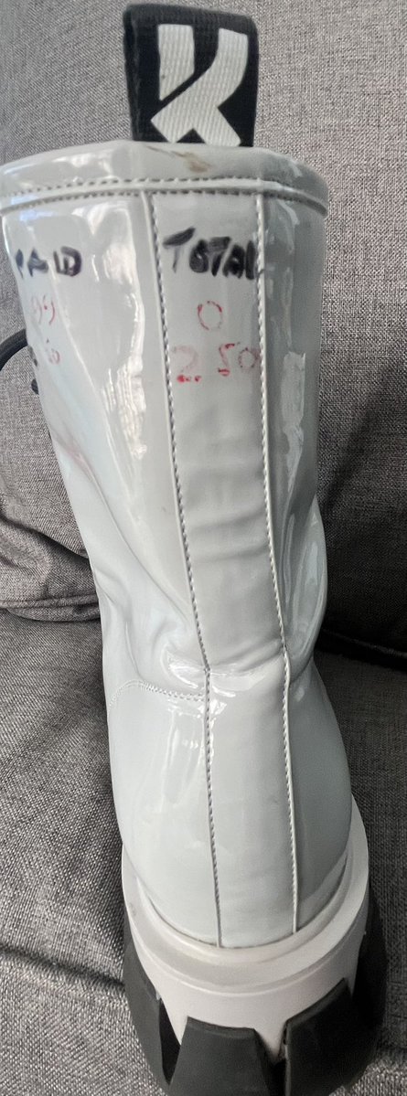 ladfun69's tweet photo. @RuinUrShoes wants me to keep a record of my #debtordamage tasks and #rtgames naturally the best place for the debt ledger is a brand new pair of boots https://t.co/K9RdDwA4be