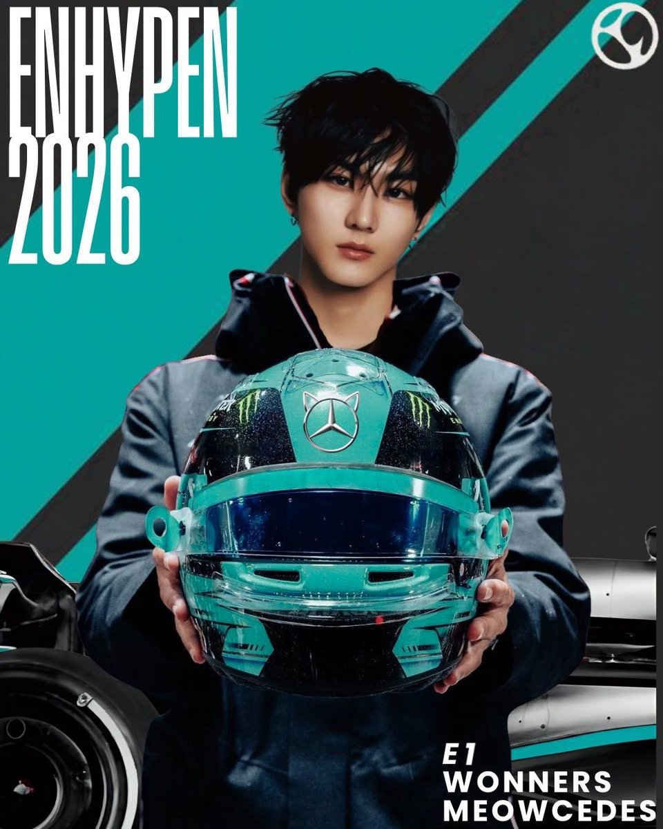 ENMamaGrandPrix's tweet photo. E1 DRIVER #JUNGWON IS READY TO RACE FOR GRAND PRIX 2026! 🩵

MEDIA CREW: @rileymeup_ 
#TEAMMEOWCEDES
#EMGP2026 #ENHYPEN
#MERCEDES https://t.co/JyttFgpPyn