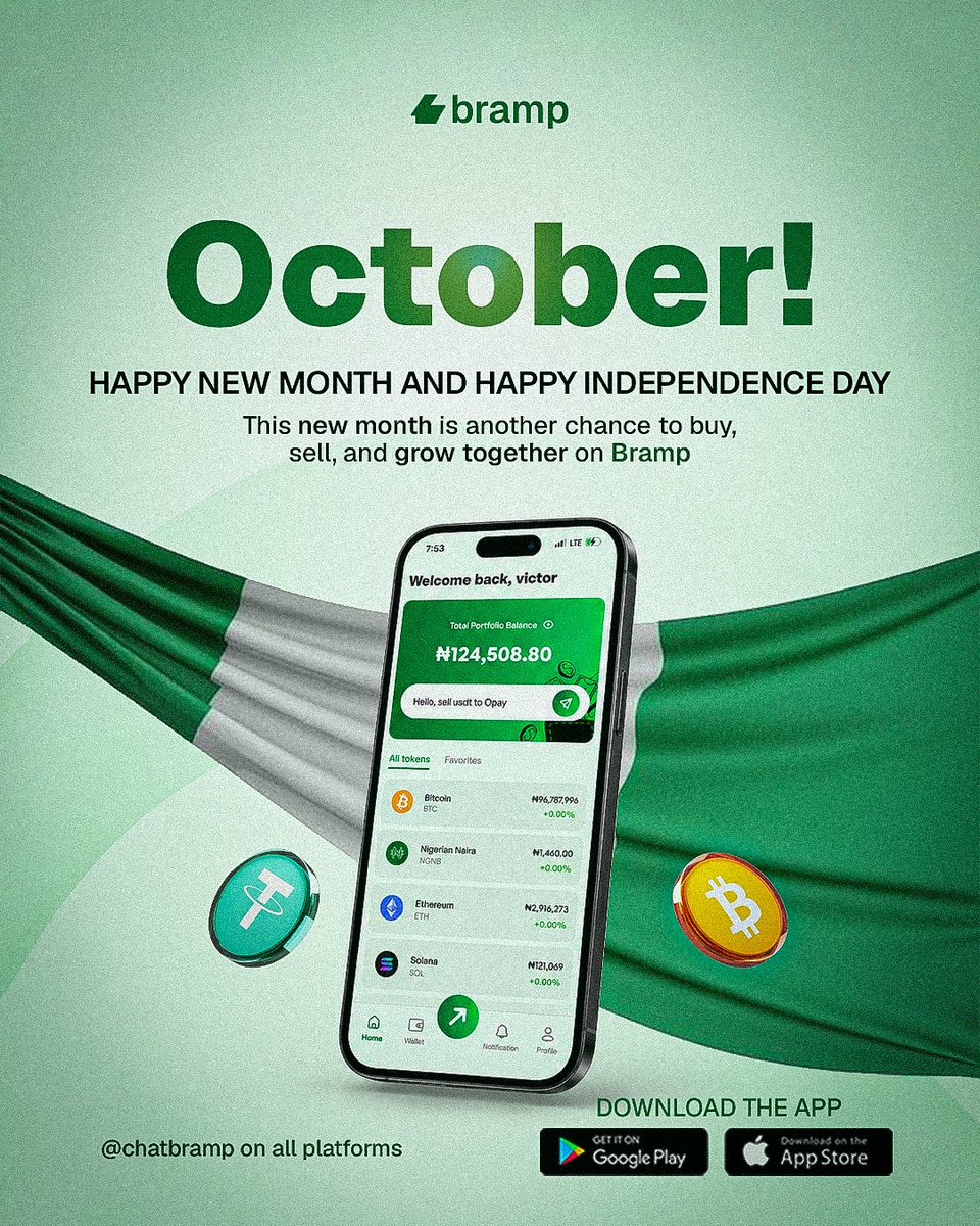 Chatbramp's tweet photo. switch up

Different stories, one nation, endless possibilities. 🇳🇬💚

Here’s to the dreamers, builders, and innovators shaping Nigeria’s future. 

The journey continues, and we’re proud to be part of it.Happy Independence Day, Nigeria! 🇳🇬⚡#ChatBramp #NigeriaAt66 #Independence https://t.co/0MTBMUiKHj