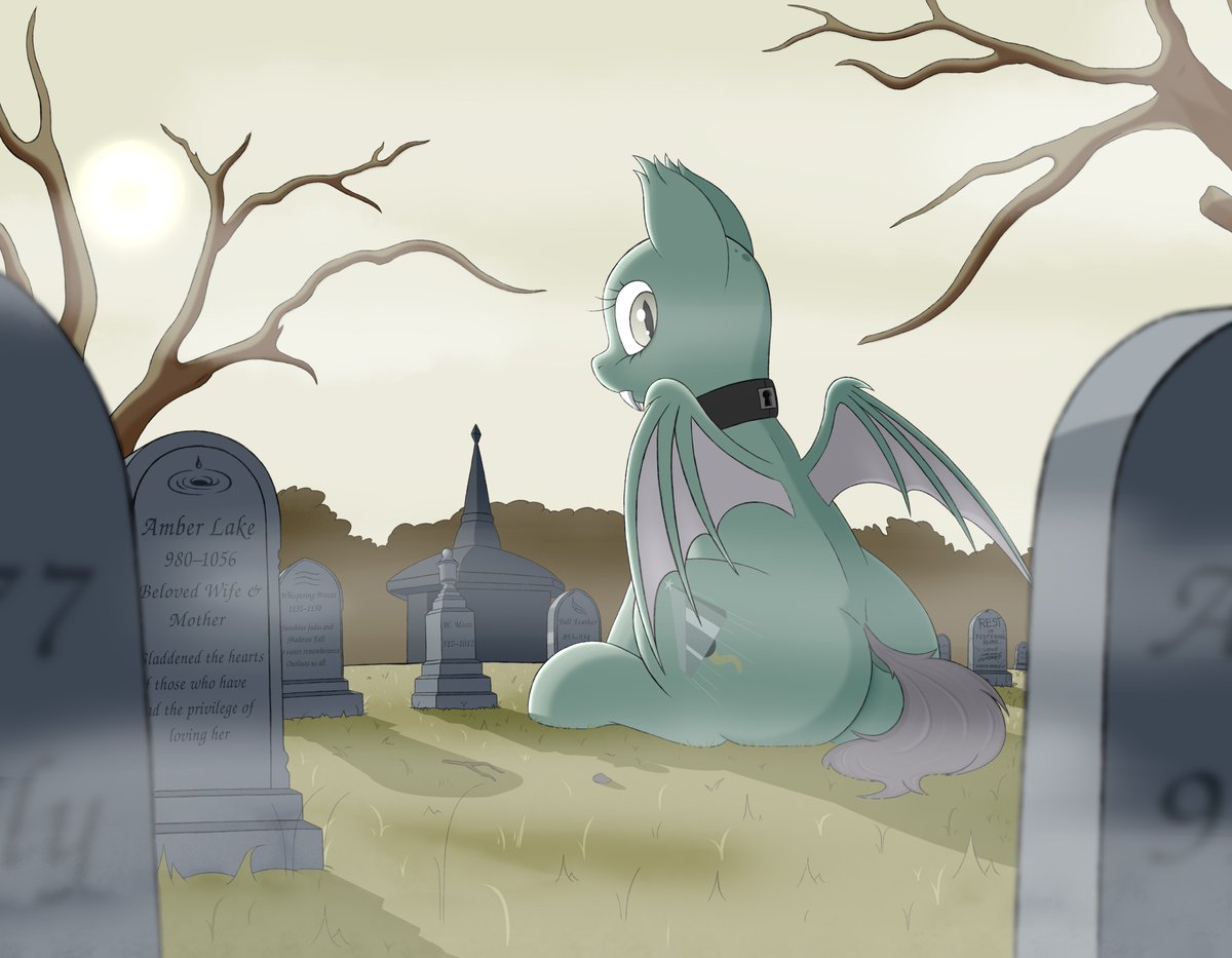 GrimmyGumdrops's tweet photo. The time to bat is now!

Experimental one from back in May but now as good a time to post what with spooky month and all.

Thud's a big girl https://t.co/6Q2GrYUmy0
