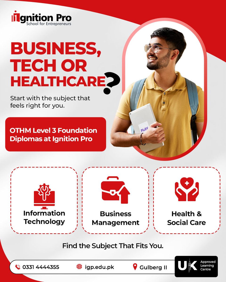 ignition_pro's tweet photo. Not sure what to study next? Start with what interests you.
Choose Business Management if you enjoy business, IT if technology interests you, or Health & Social Care if you want to support people and communities.
Study Local. Graduate Global.
0331 4444355
#IgnitionPro #OTHM https://t.co/XrCRFT8iXJ